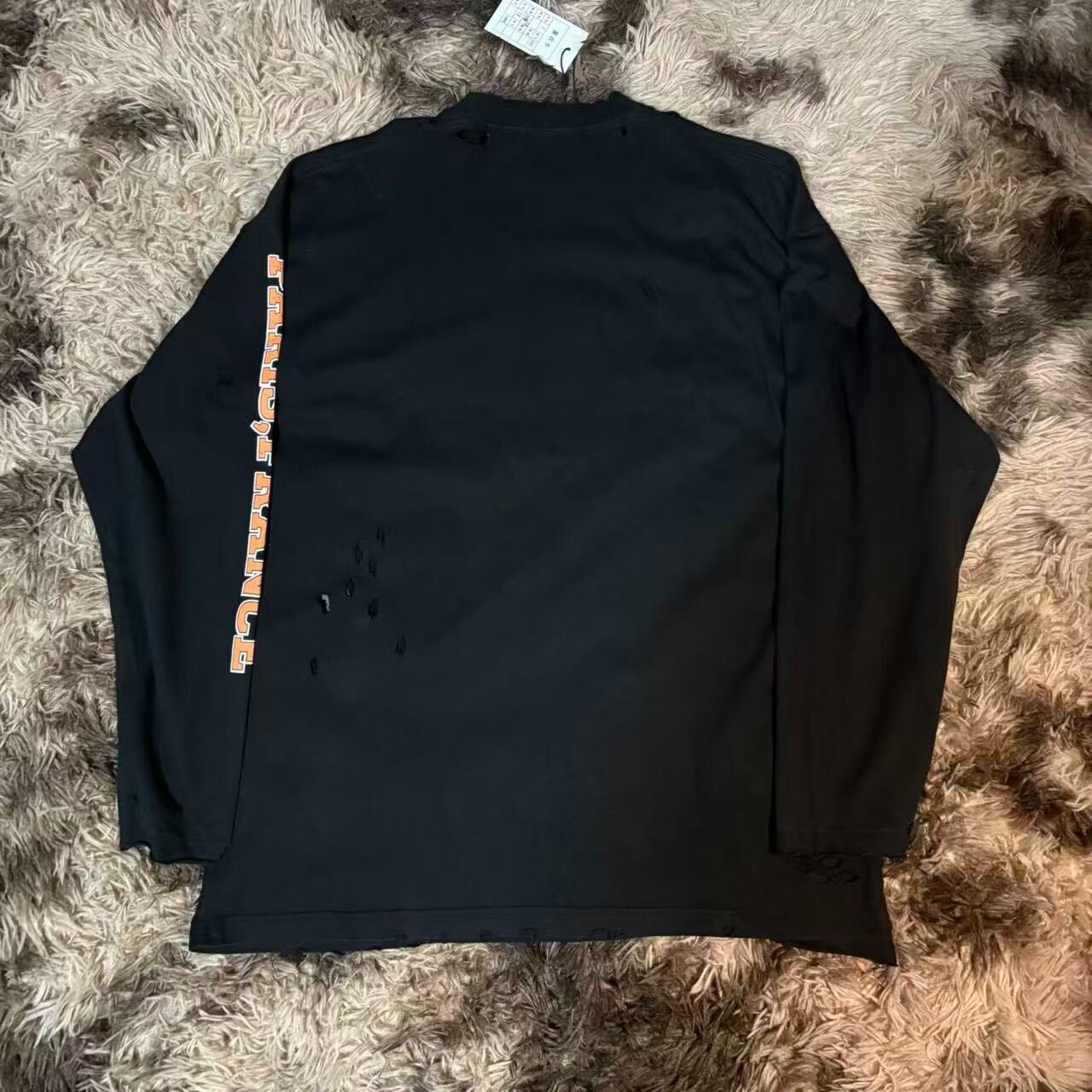 Balenciaga Black Distressed Long-Sleeve Top — front