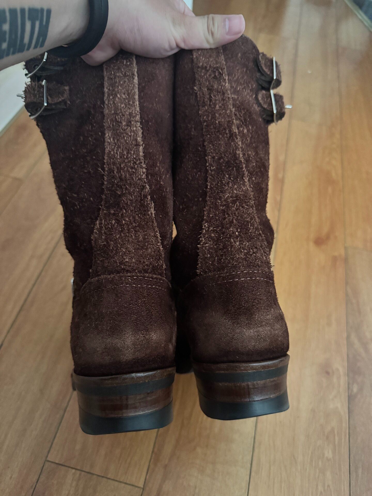 Wesco Boss Brown Suede Engineer Boots — label