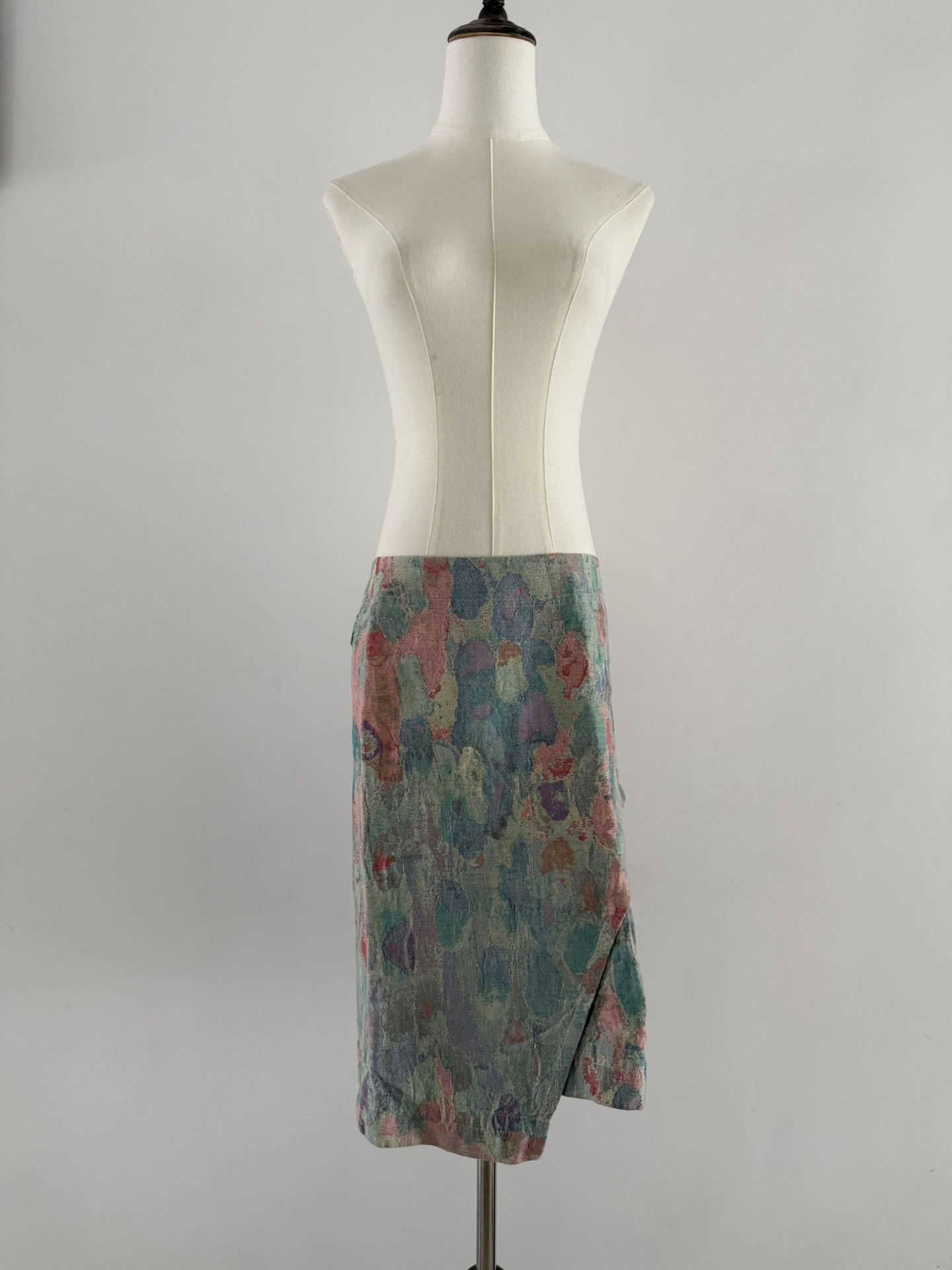 Issey Miyake Asymmetrical Oil Painting Skirt — front