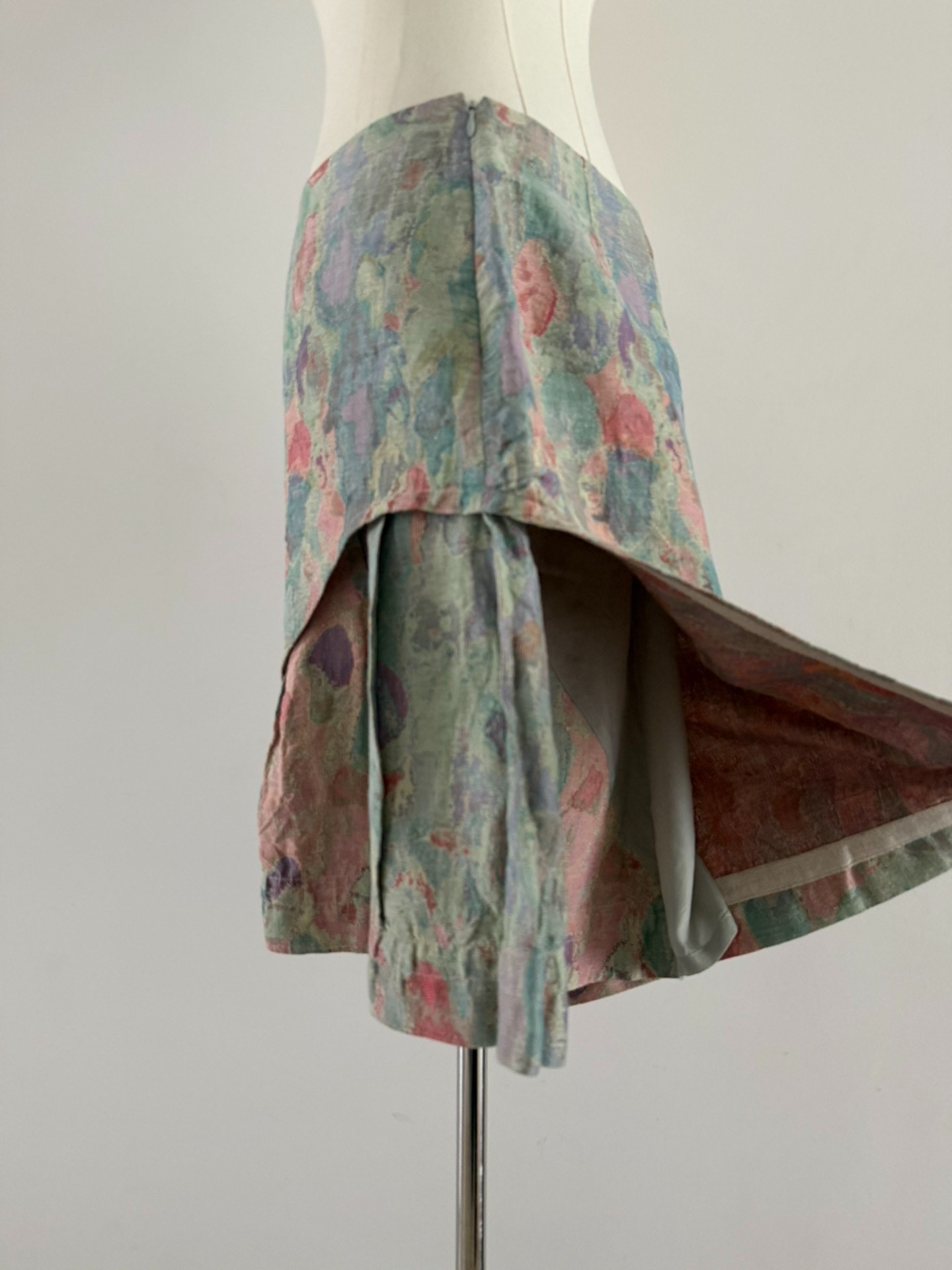 Issey Miyake Asymmetrical Oil Painting Skirt — label