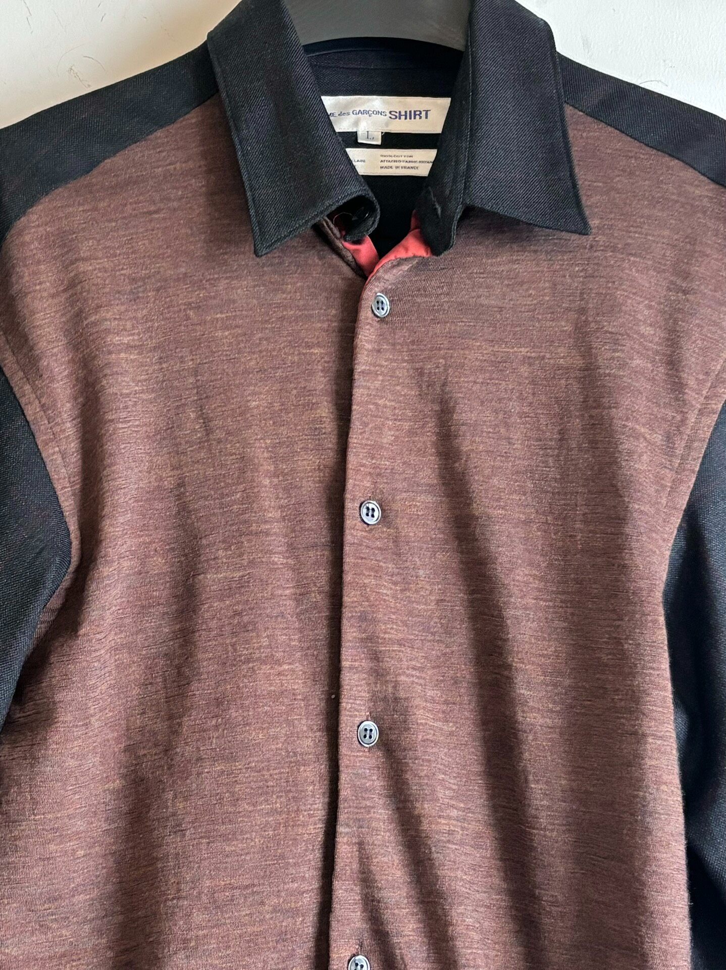Comme Des Garcons Brown Black Shirt — detail