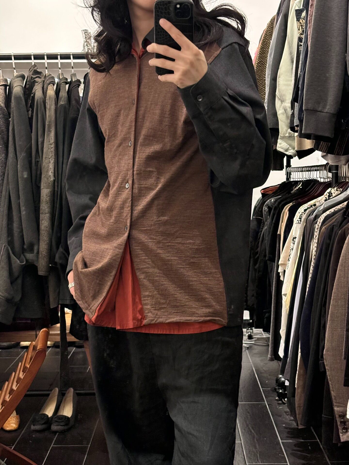 Comme Des Garcons Brown Black Shirt — front