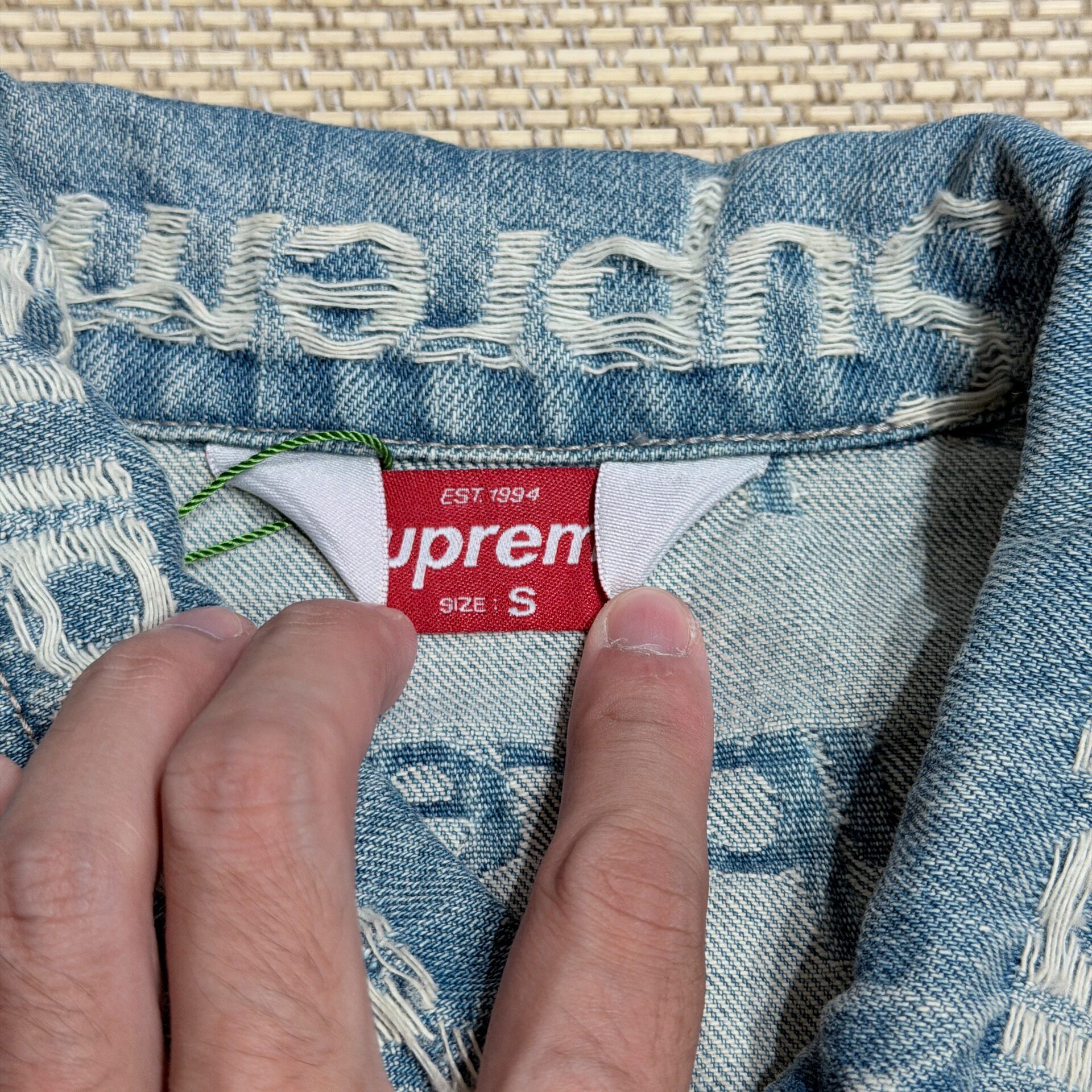 Supreme Week10 Frayed Logos Denim Jacket — back