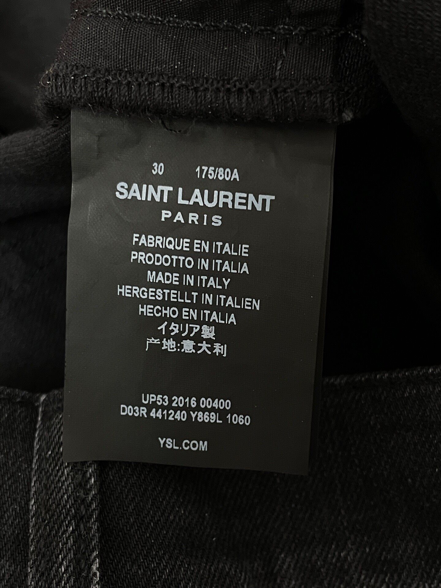 Saint Laurent D02 Straight Black Jeans — label