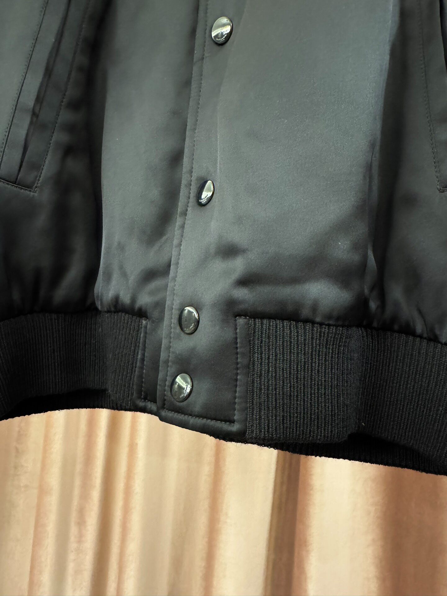 Saint Laurent Black Silk Embroidered Bomber Jacket — back