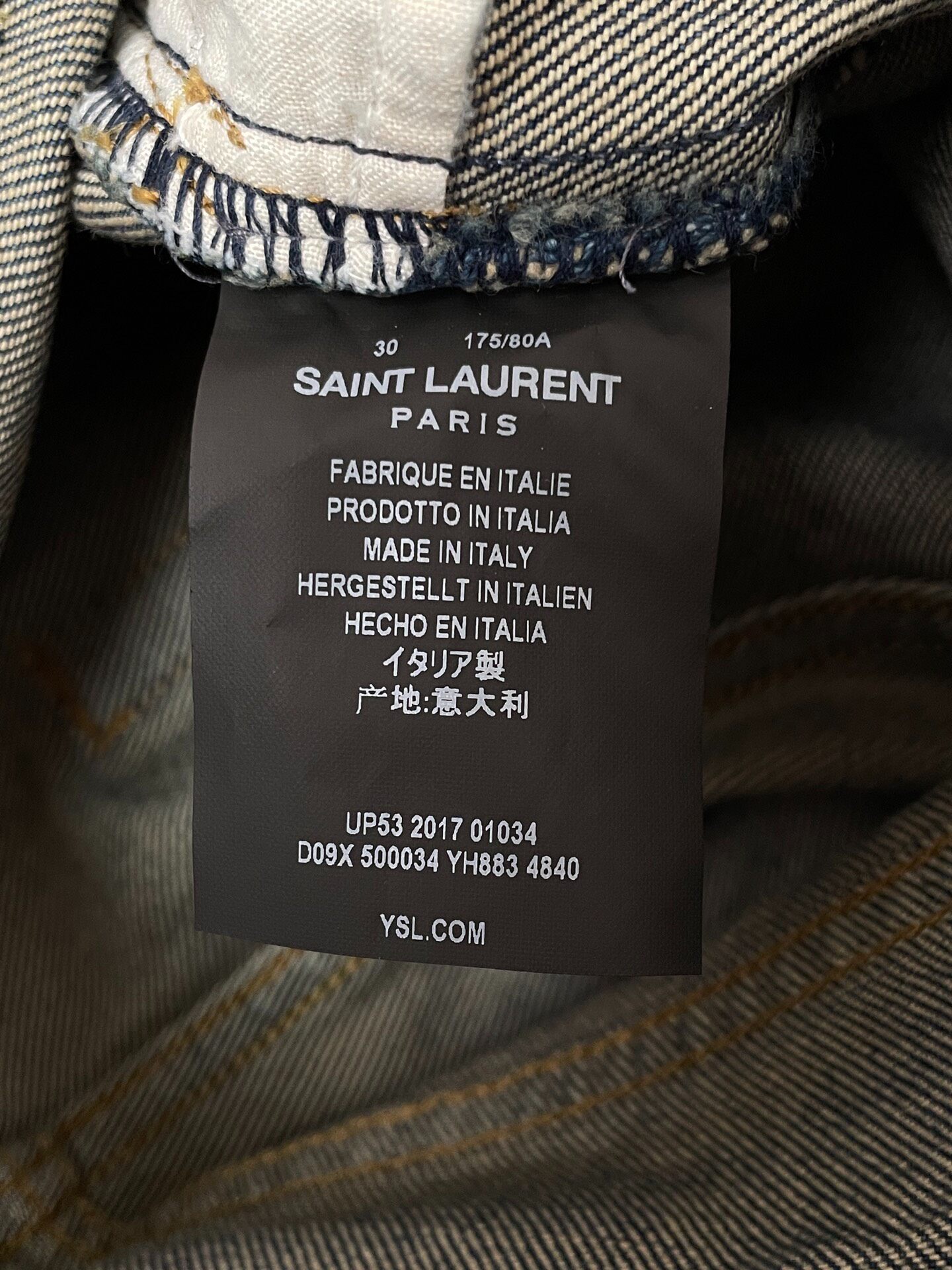 Saint Laurent Classic Straight Leg Jeans — label