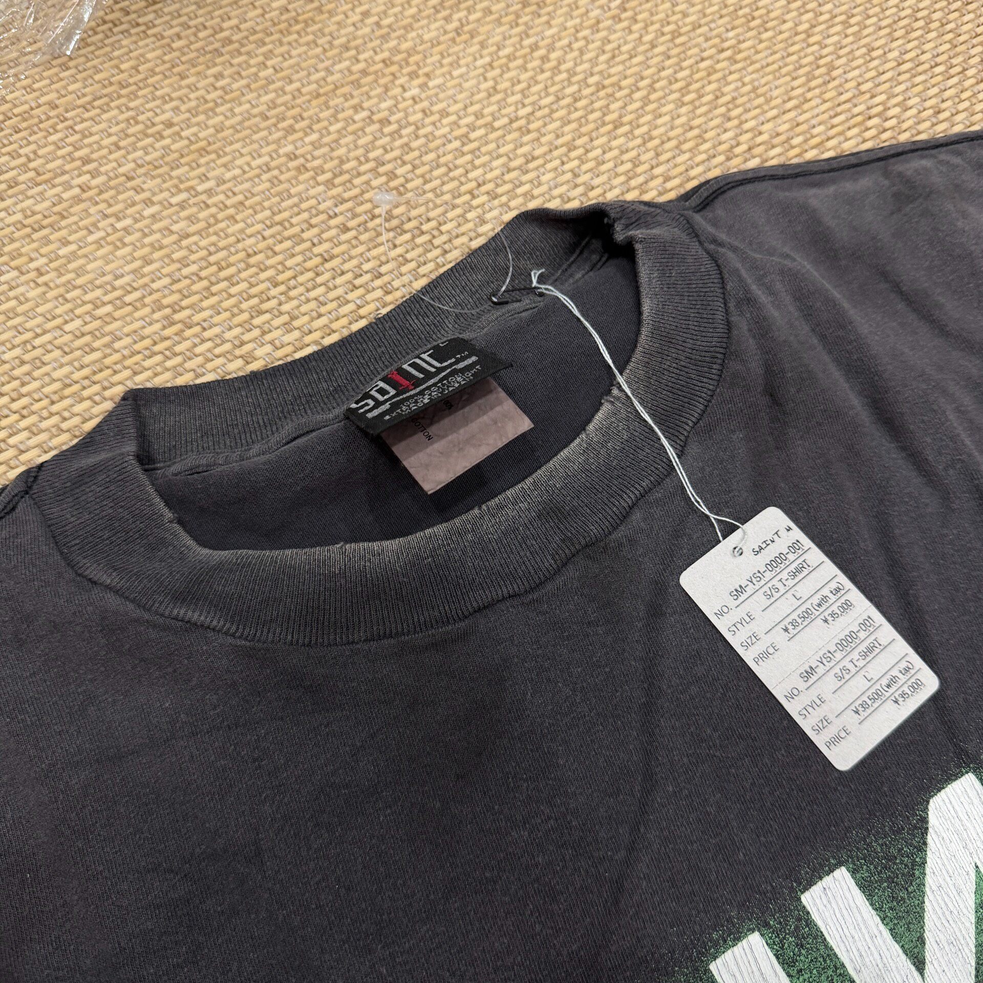 Saint Michael Faded Black Short-Sleeve T-Shirt — detail