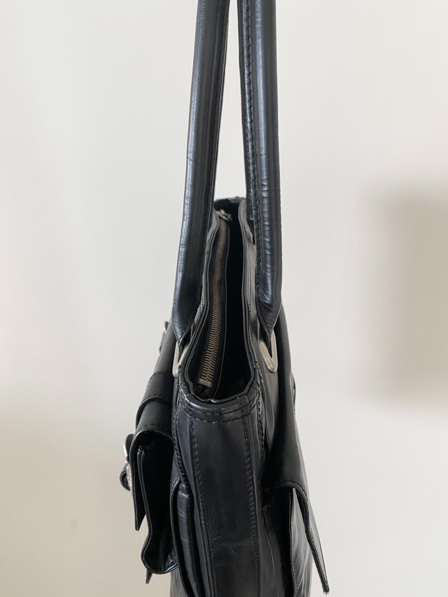 Jean Paul Gaultier Black Leather Underarm Bag — label