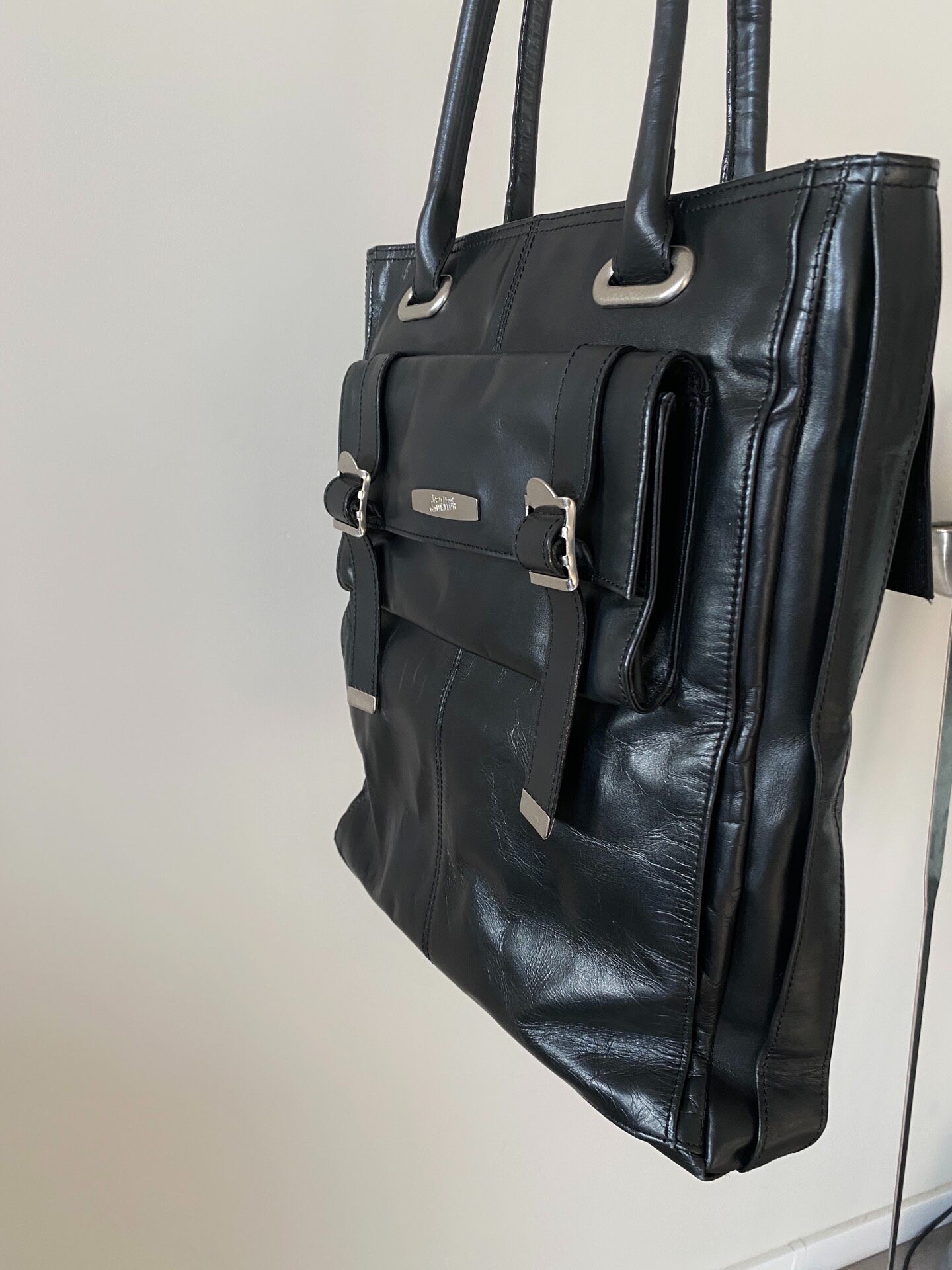 Jean Paul Gaultier Black Leather Underarm Bag — back