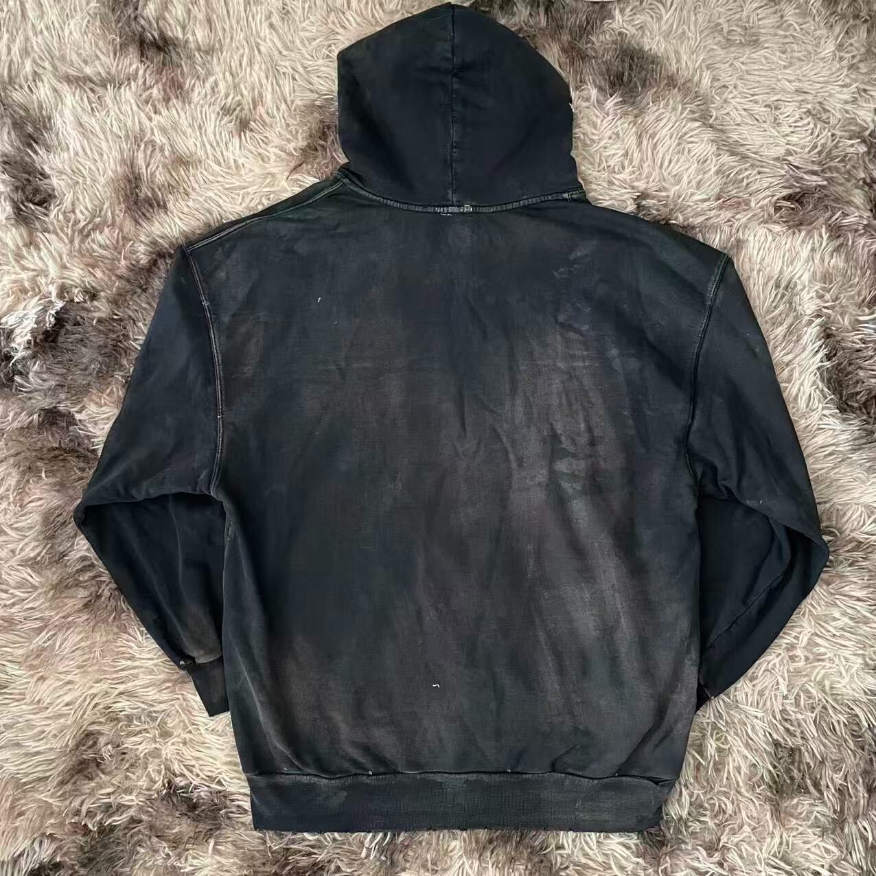 Balenciaga Mud Distressed Zip Hoodie — front