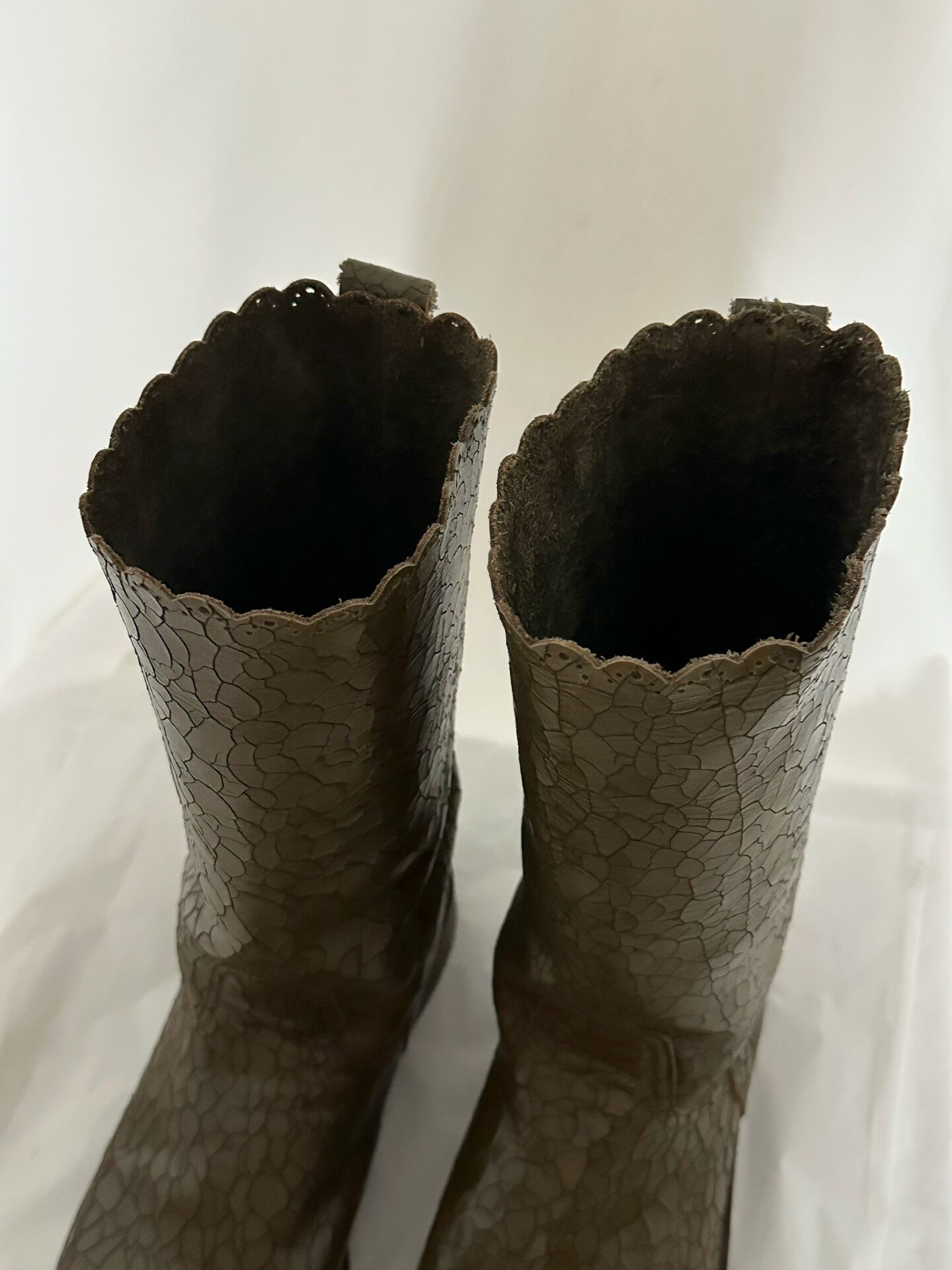 Undercover 2006 Cracked Leather Mid-Calf Boots — back