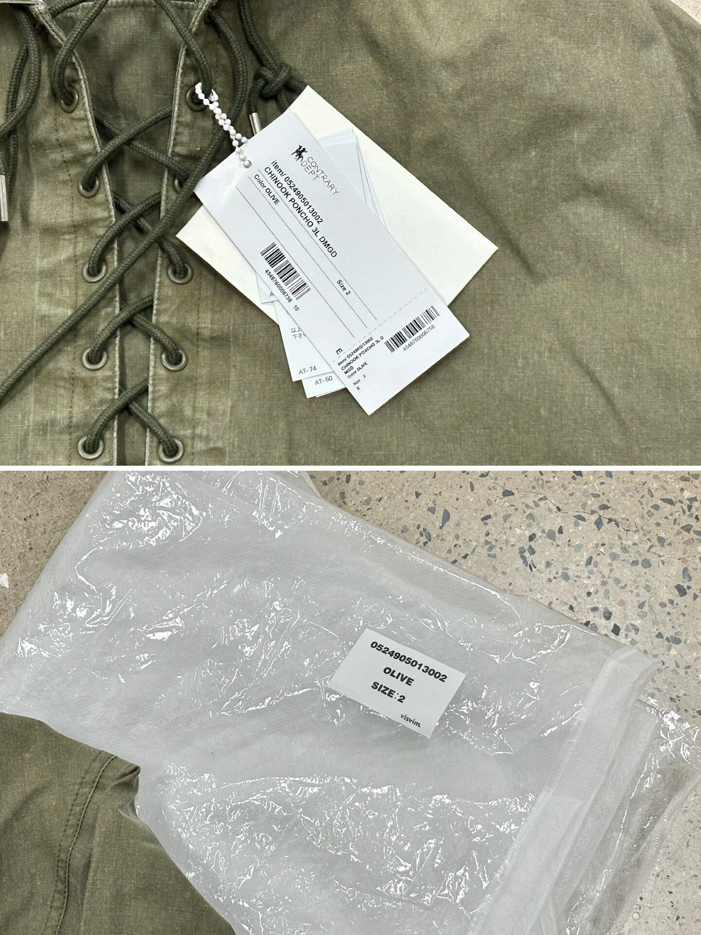 VISVIM Contrary Dept Chinook Poncho — label