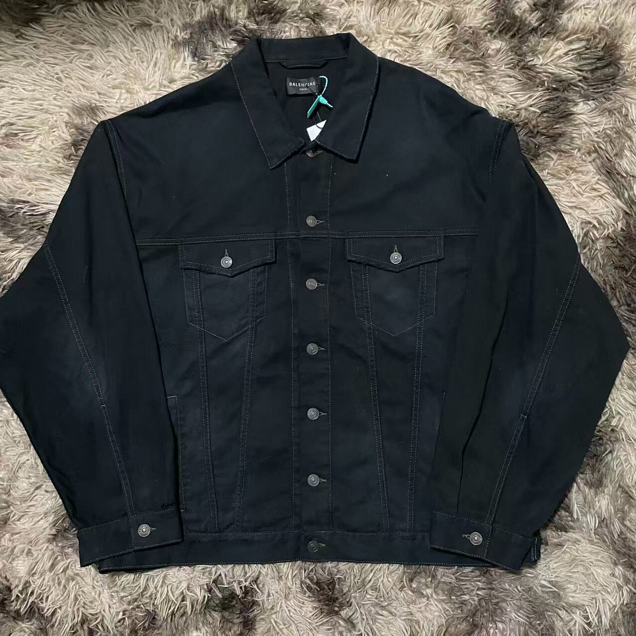 Balenciaga Spray-Print Black Jacket — front