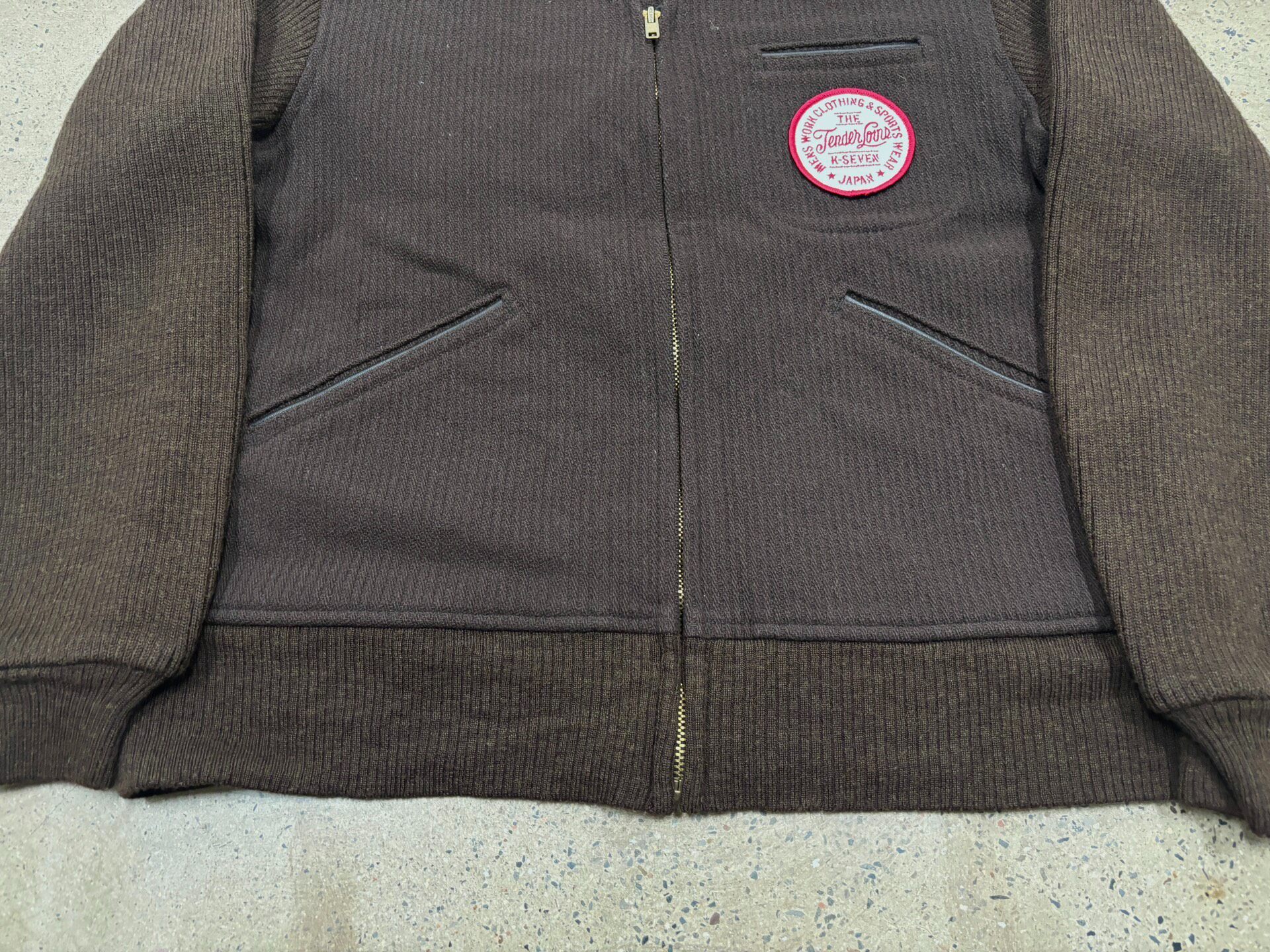 Dark Brown V-Neck Zip-Up Wool Jacket S — label