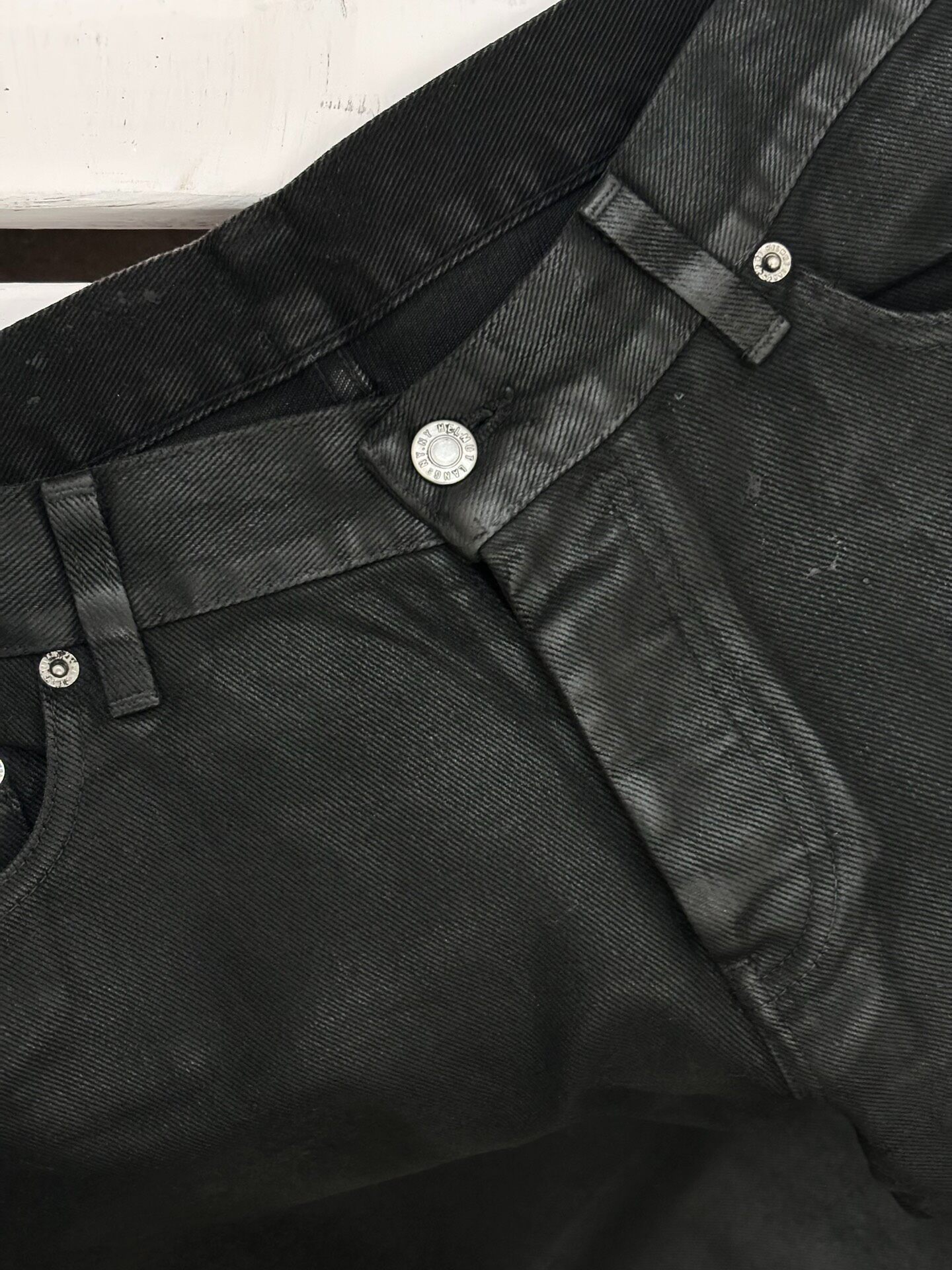 Helmut Lang AW1998 Waxed Jeans — front