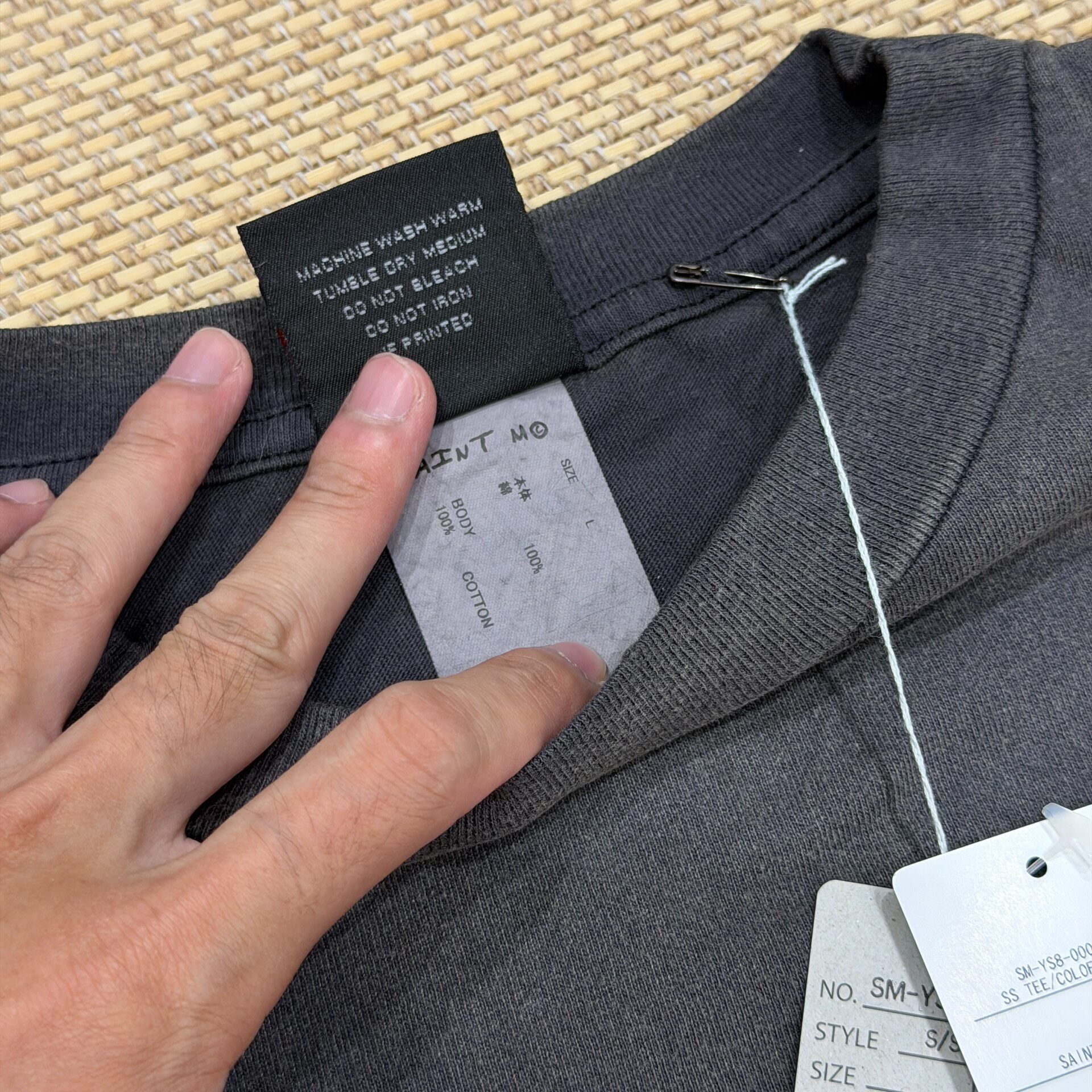 Saint Michael Rainbow Logo Faded Black Tee — front