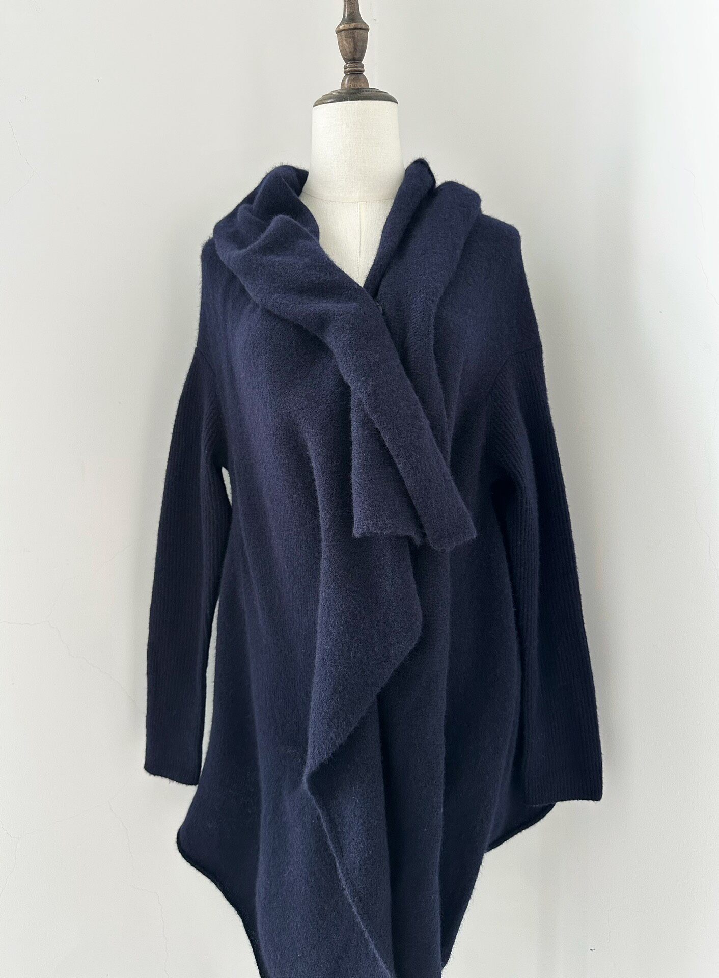 Yohji Yamamoto Asymmetric Wool Cardigan — front