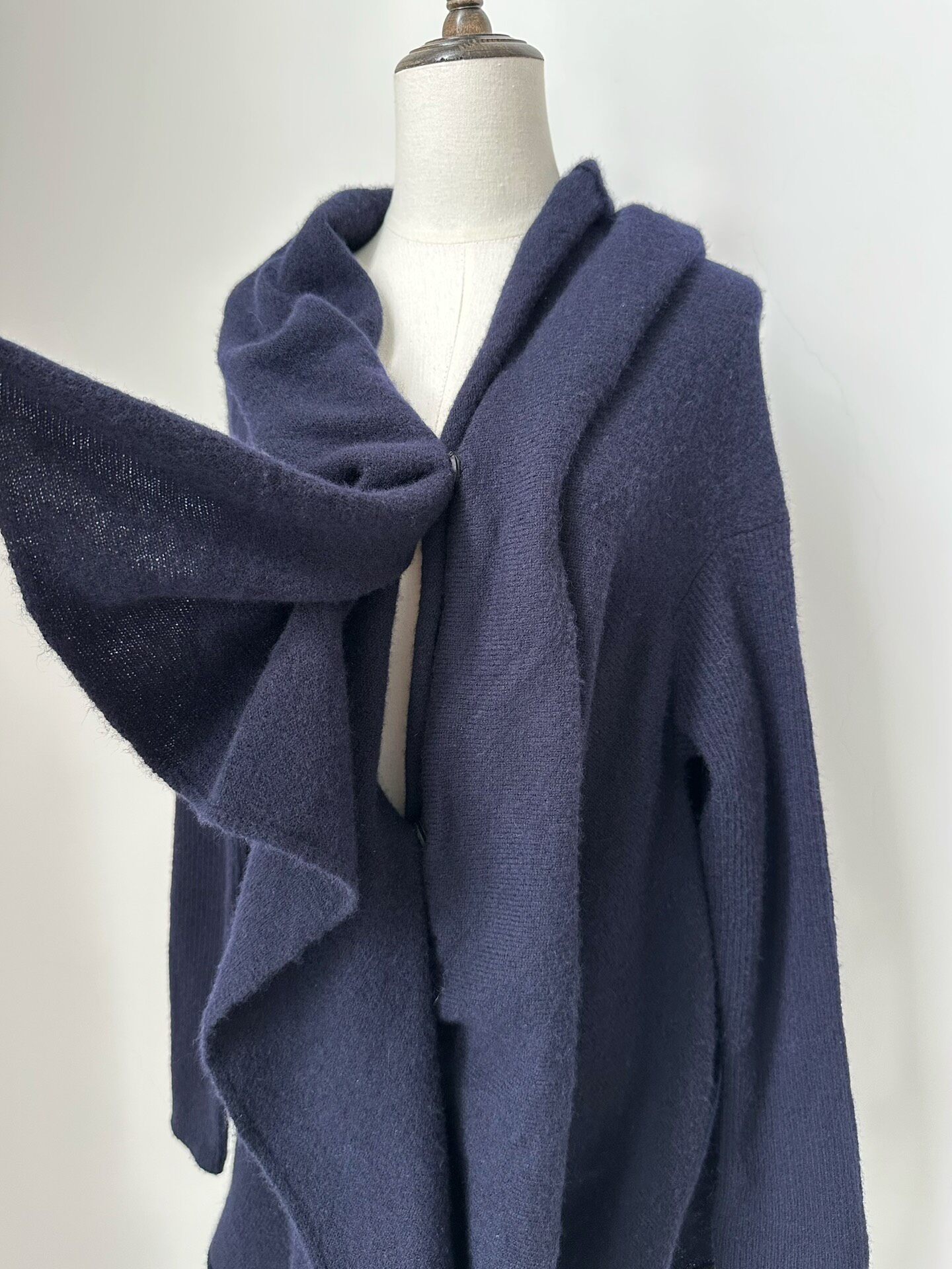 Yohji Yamamoto Asymmetric Wool Cardigan — back