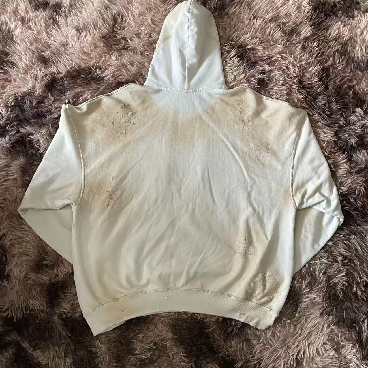 Balenciaga Distressed White Hoodie — front