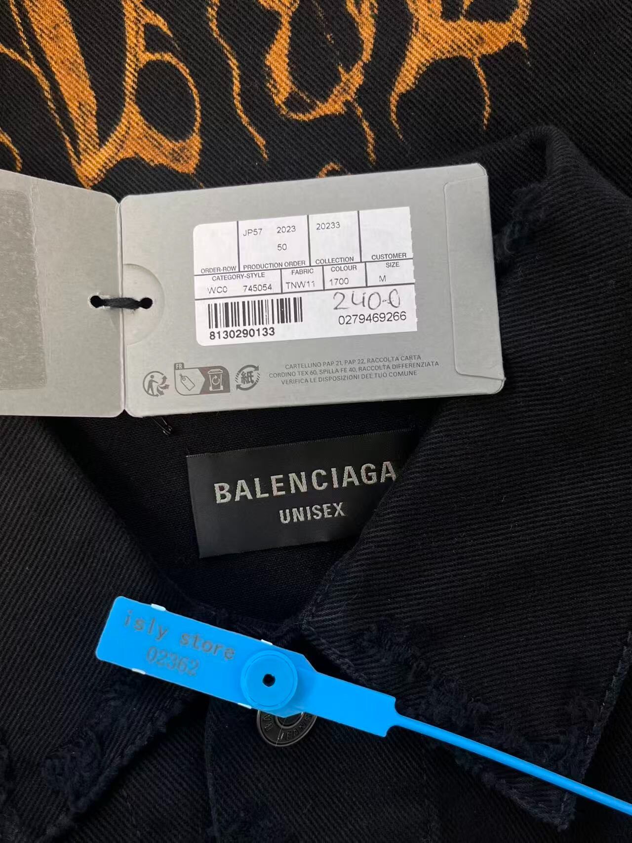 Balenciaga Men's Black Denim Jacket — label
