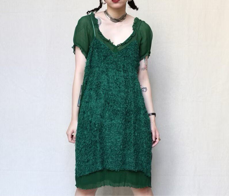 Undercover Early Layered Green Dress — label