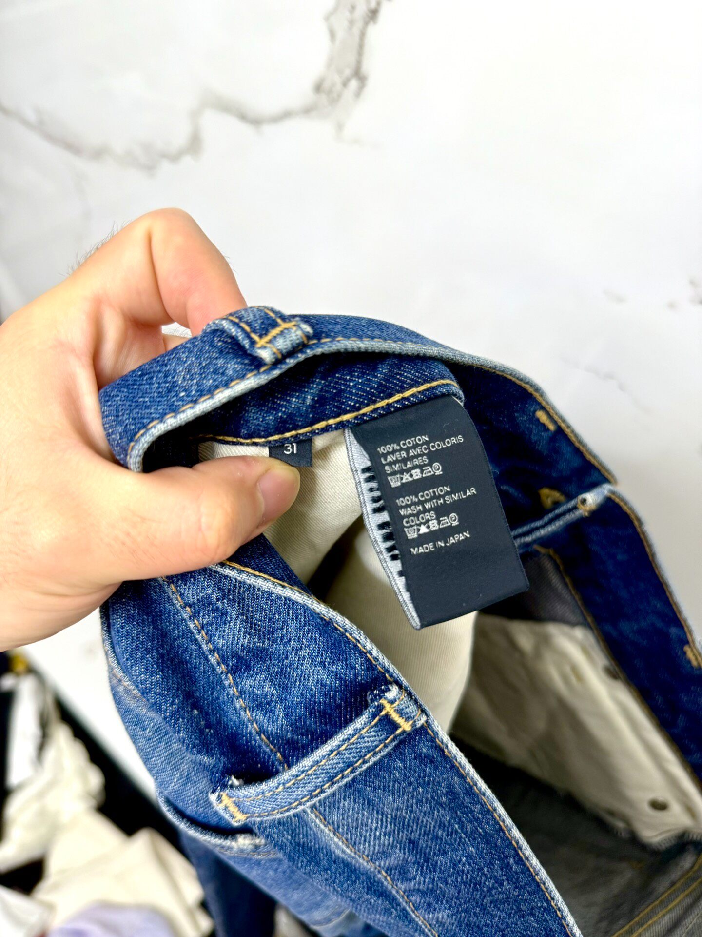 Celine 23ss Runway Dark Blue Jeans — label