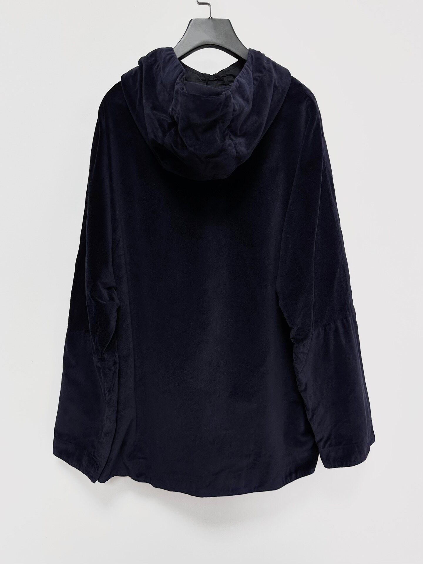 Casey Casey Blue Velvet Oversize Hooded Coat — front