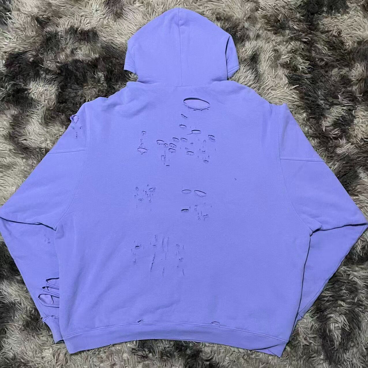 Balenciaga Purple Distressed Hoodie — front