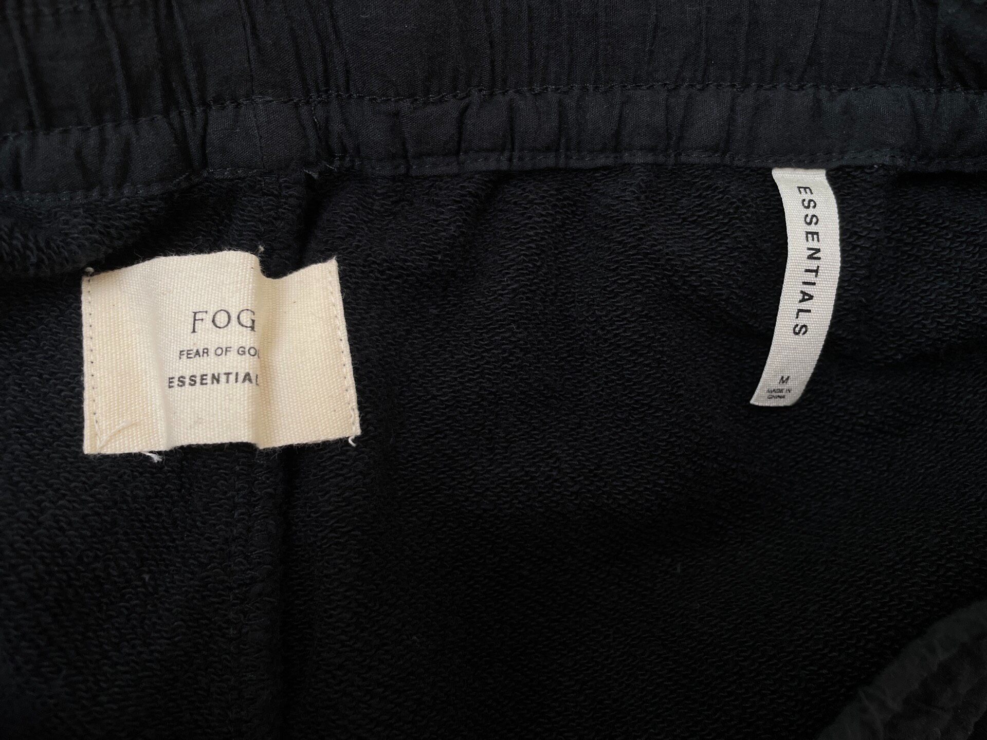 Fear of God Essentials Black Shorts — detail