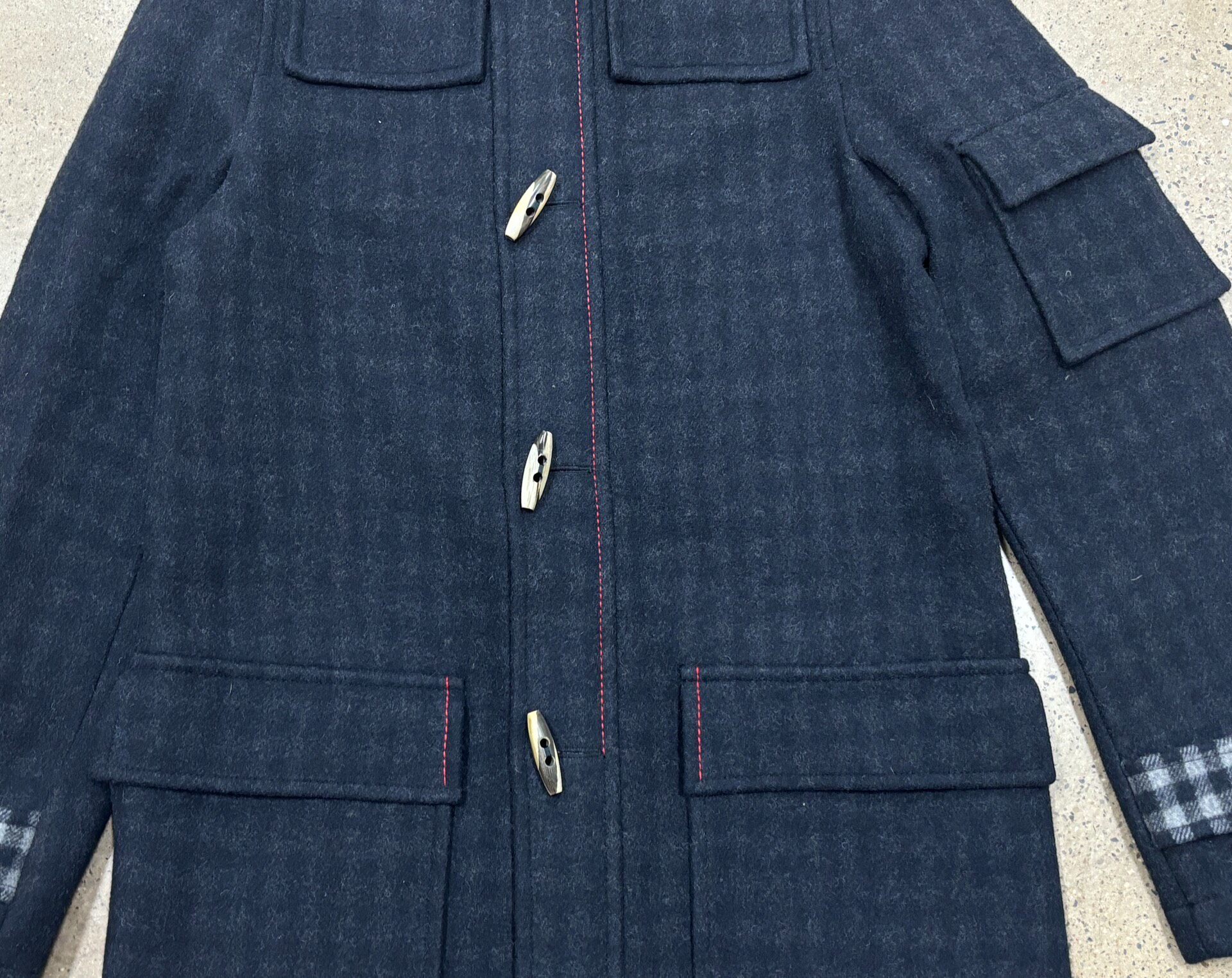 Raf Simons Navy Wool Duffle Coat 46 — label