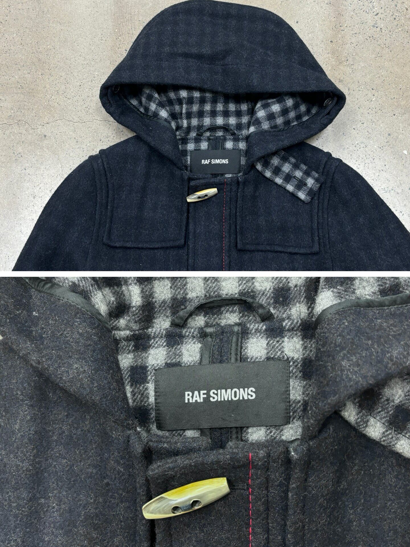 Raf Simons Navy Wool Duffle Coat 46 — back