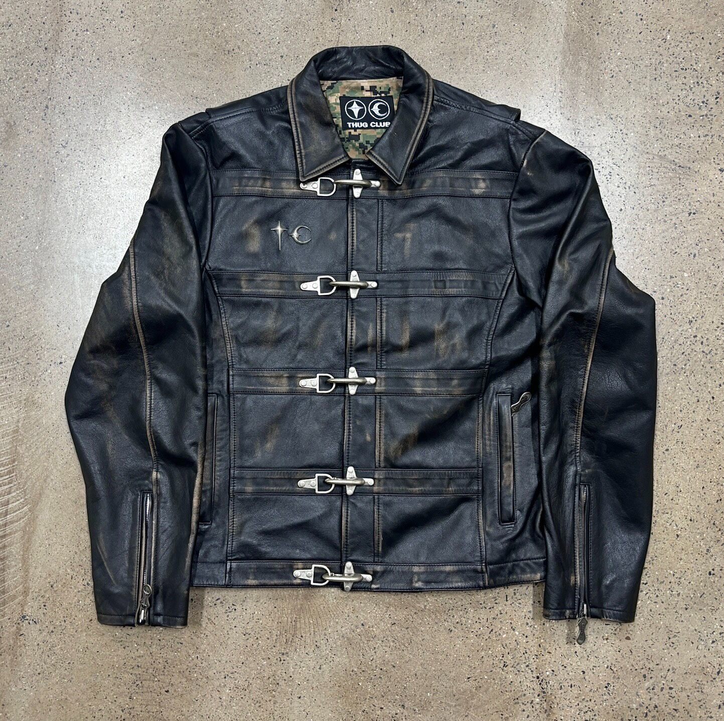 Thug Club 25ss Distressed Leather Jacket