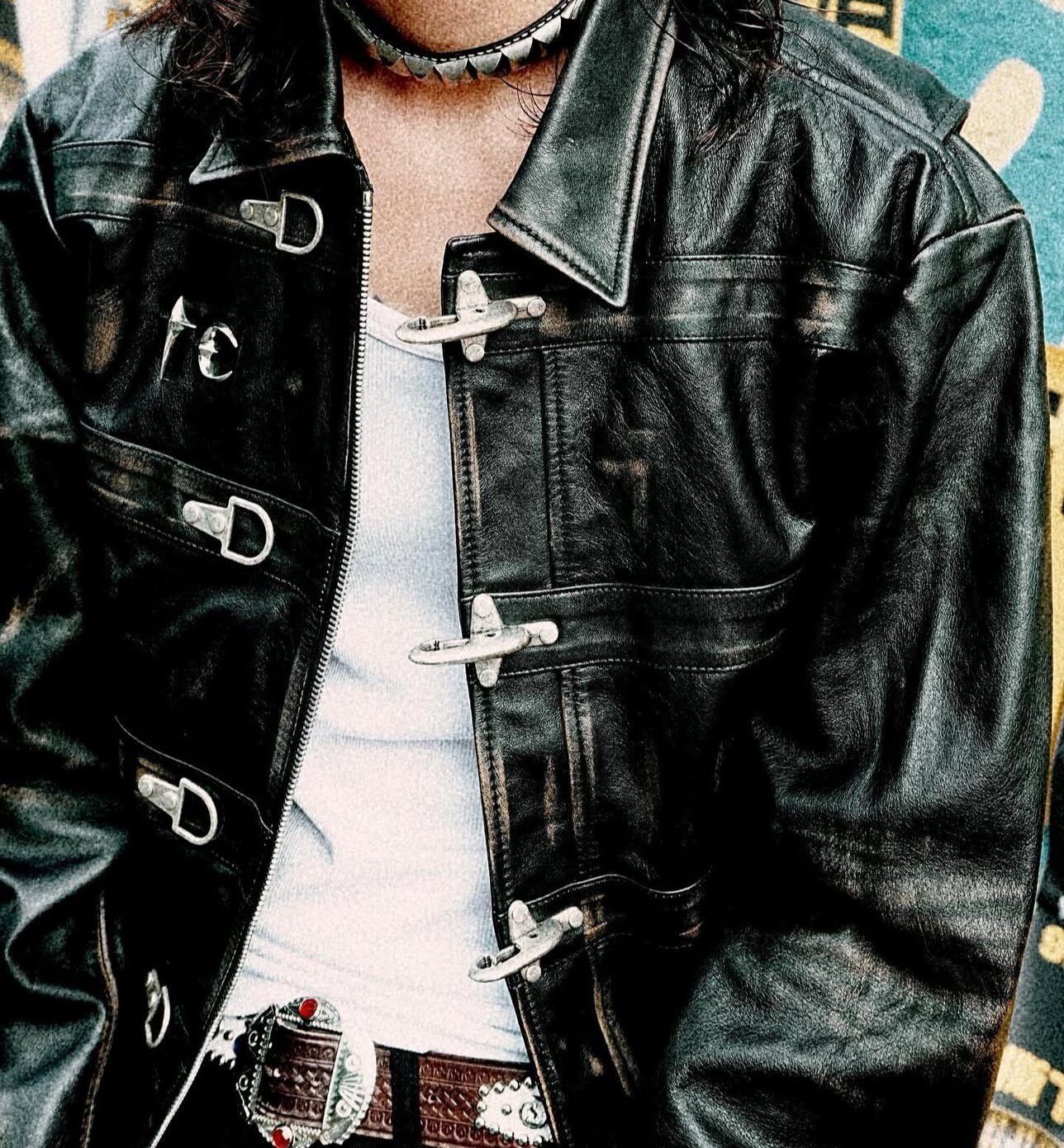 Thug Club 25ss Distressed Leather Jacket — back