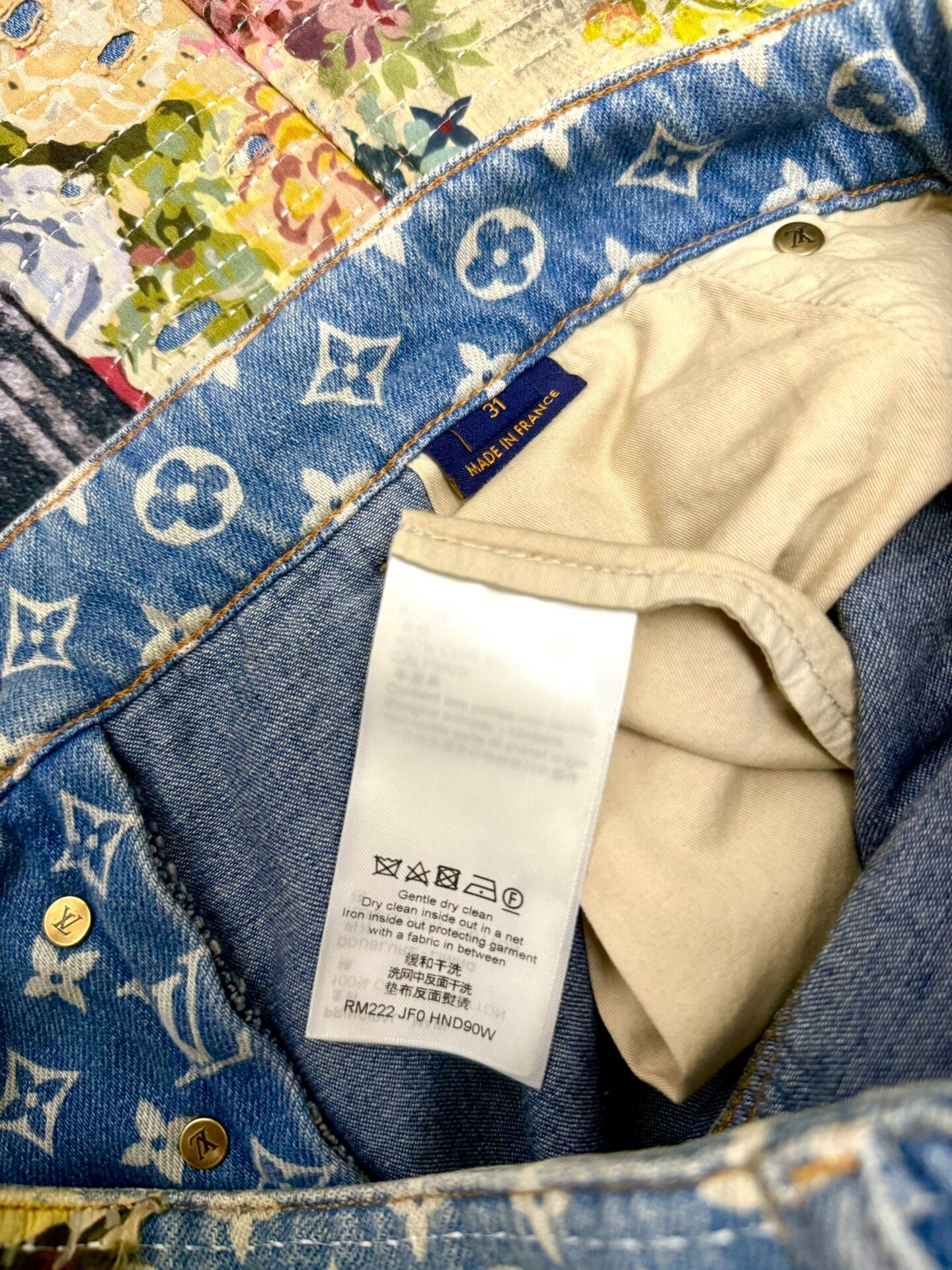 LV 22FW Floral Distressed Flared Jeans — back