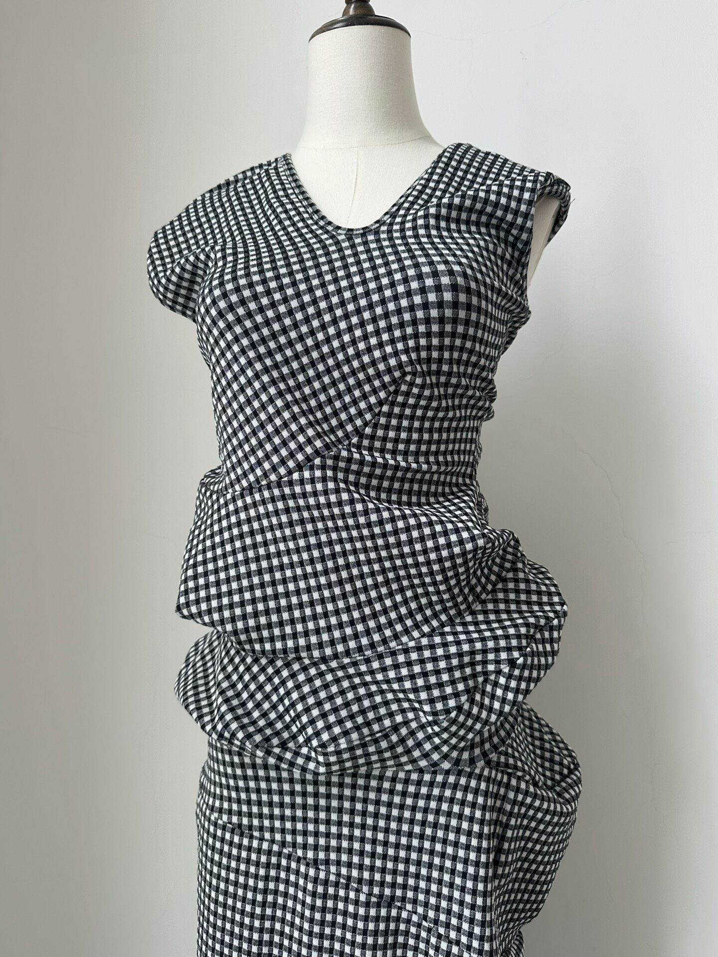 Comme des Garcons 1996 Sculptural Checkered Dress — front