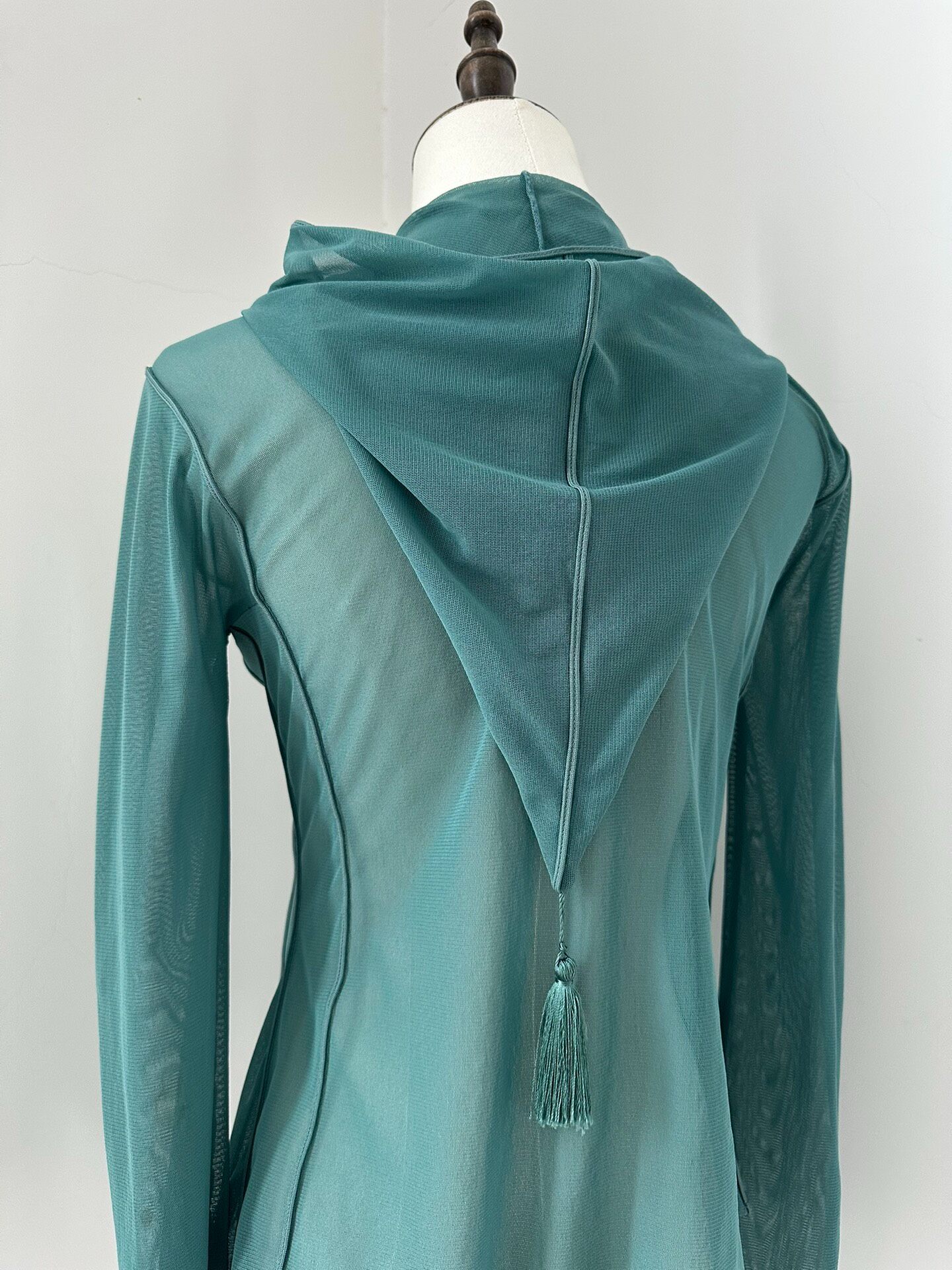 Jean Paul Gaultier Hooded Sheer Mesh Top — label
