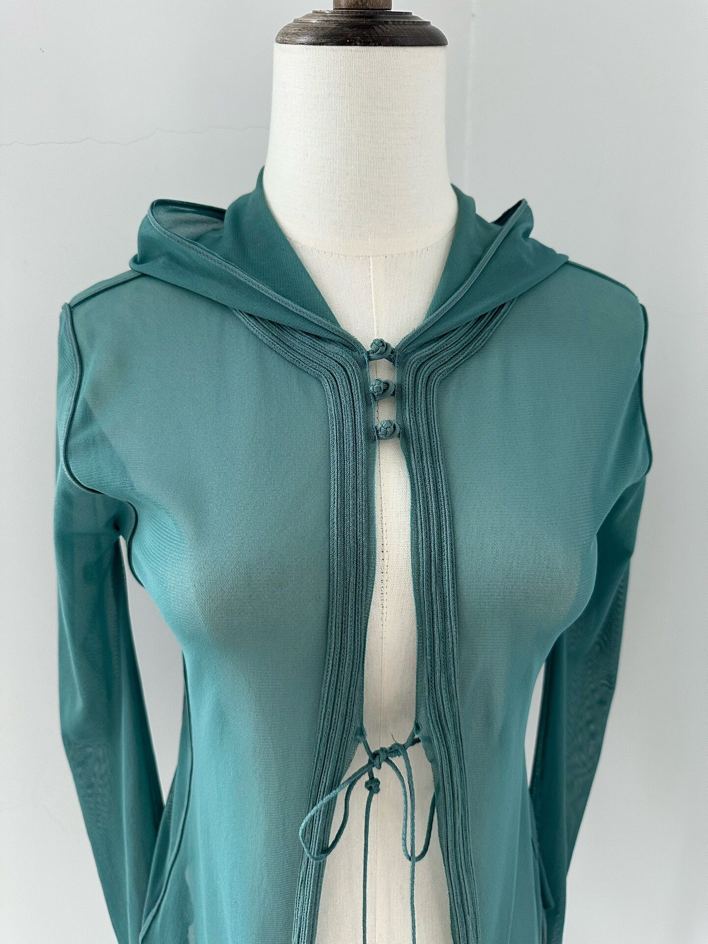 Jean Paul Gaultier Hooded Sheer Mesh Top — detail