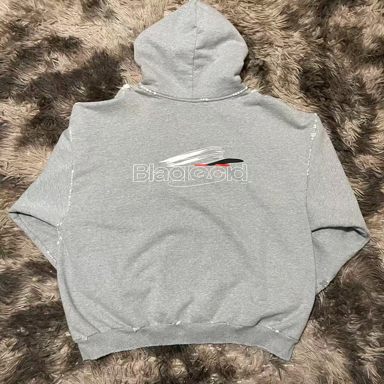 Balenciaga SS24 Gray Logo Hoodie — front