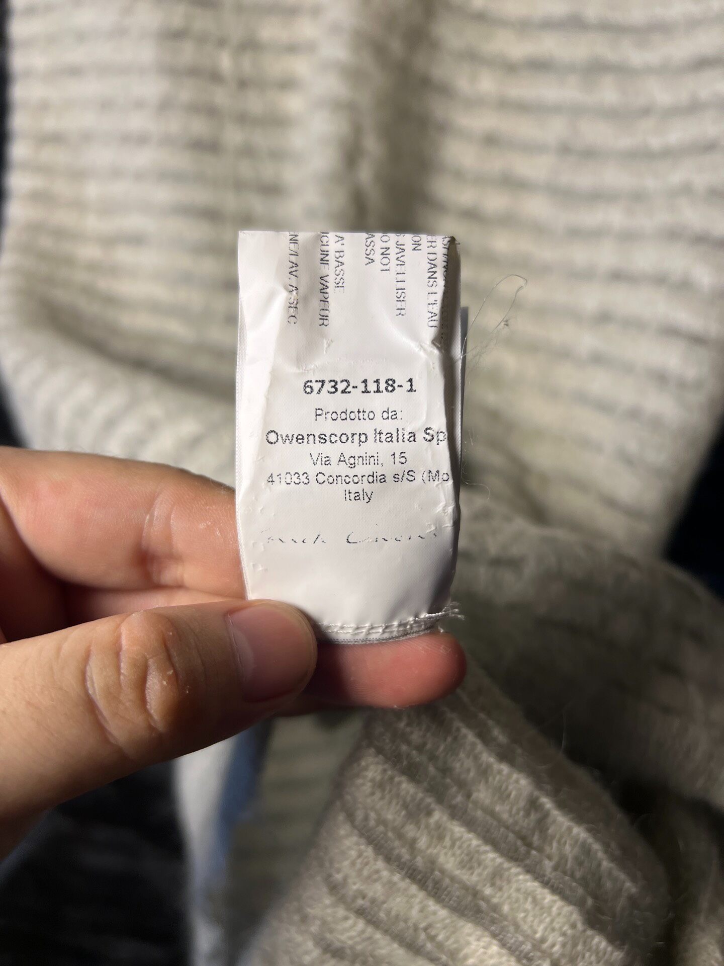 Rick Owens 16FW RP Stripe Cashmere Vest — label