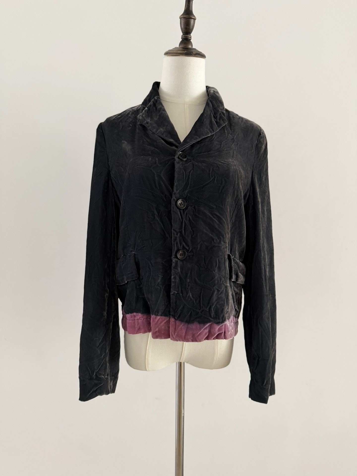 Comme Des Garcons Crinkled Velvet Blazer — front
