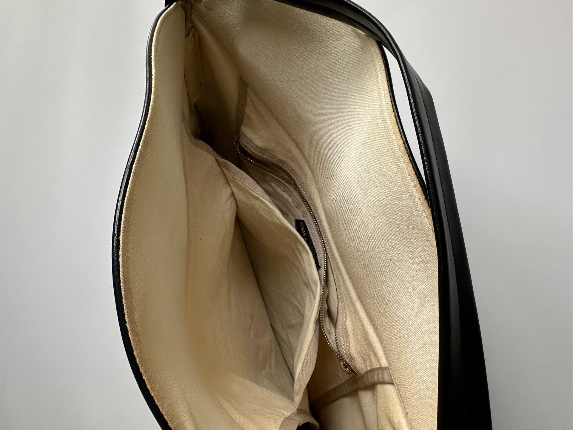 Comme des Garçons Black Leather Hobo Bag — back
