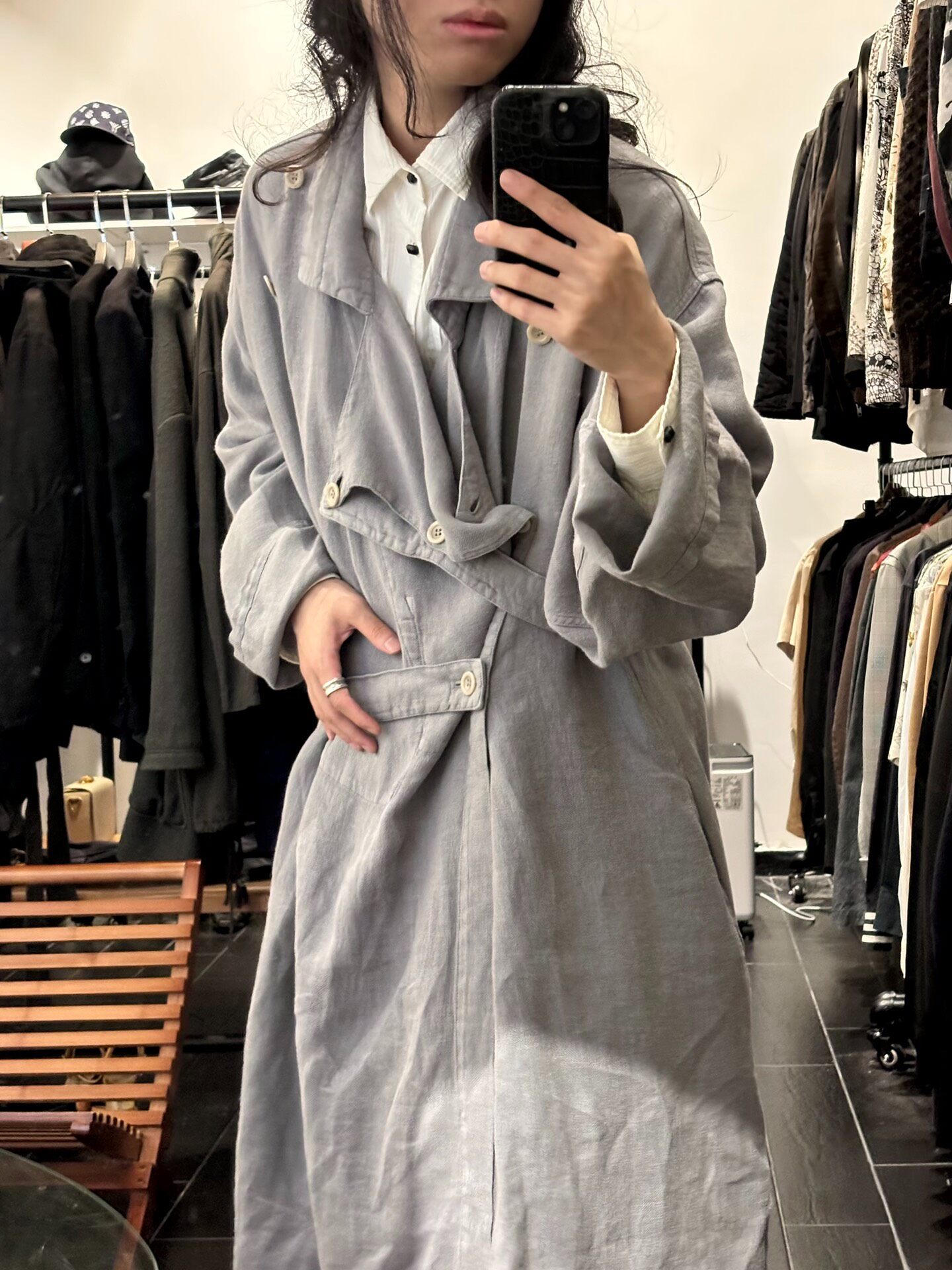 Maison Margiela 2021 Long Gray Coat — detail