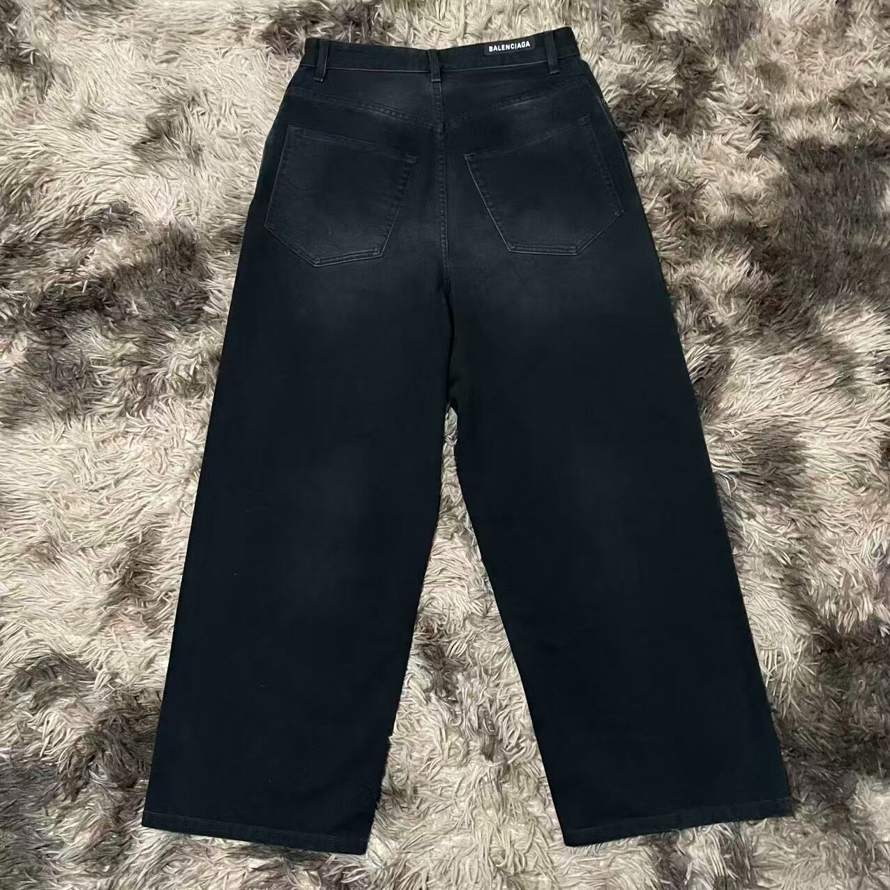 Balenciaga Black-Gray Washed Baggy Jeans — front