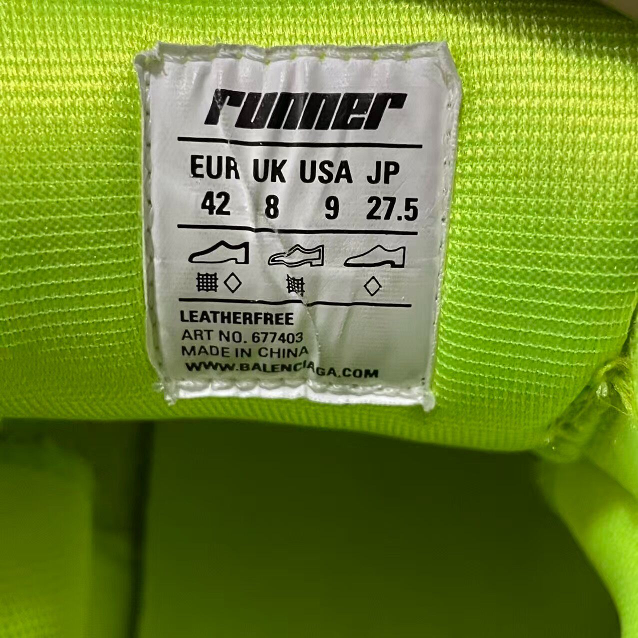 Balenciaga Runner Neon Green Sneakers — back