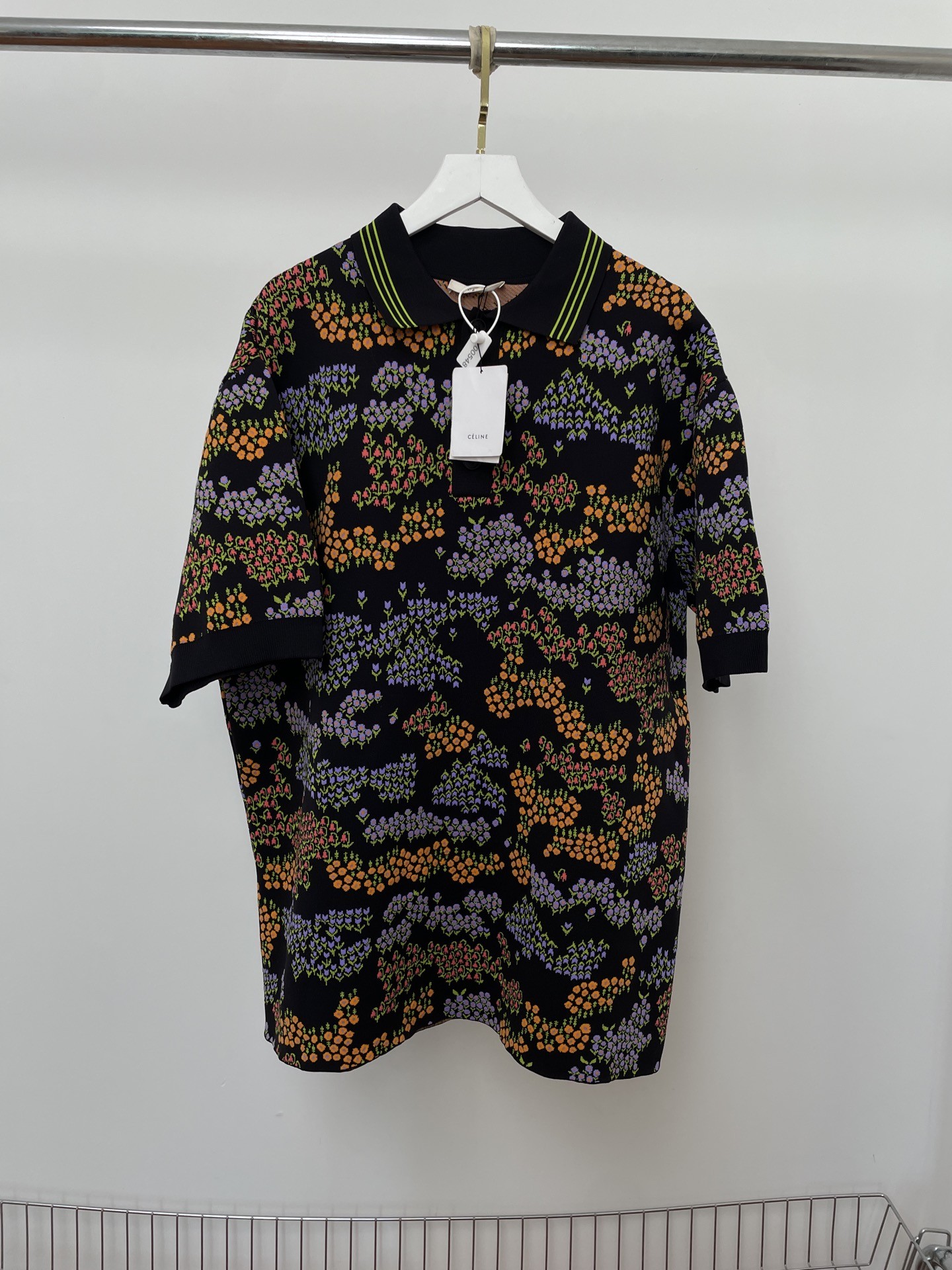 Celine Floral Knit Polo Shirt