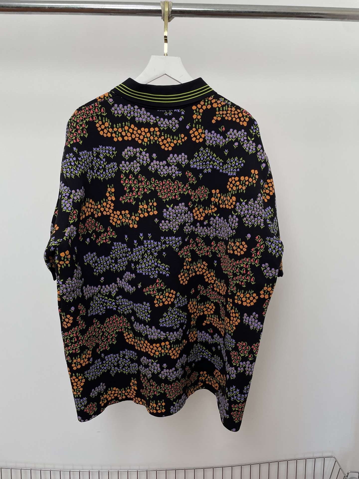 Celine Floral Knit Polo Shirt — front