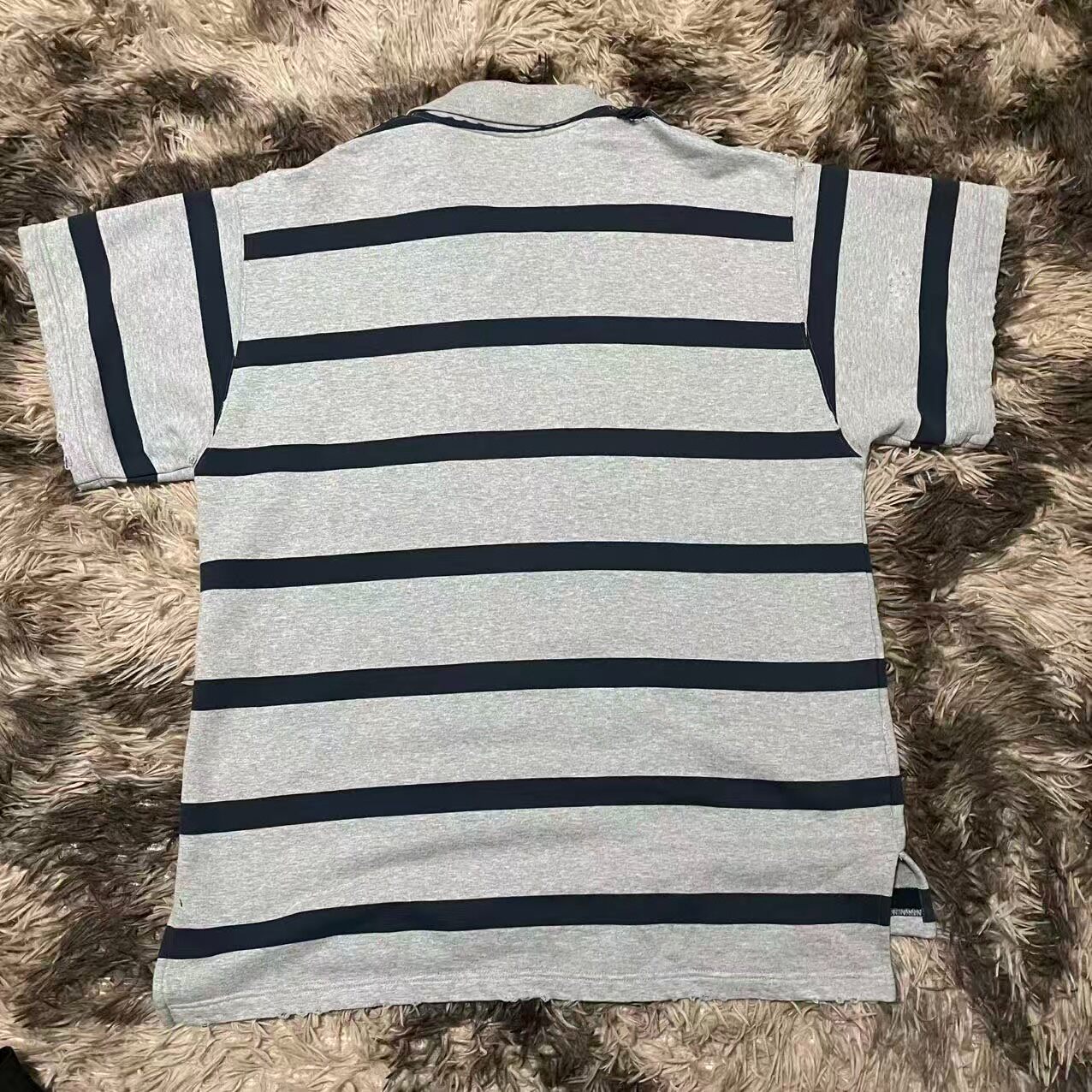 Balenciaga 25SS Gray Blue Striped Polo — front