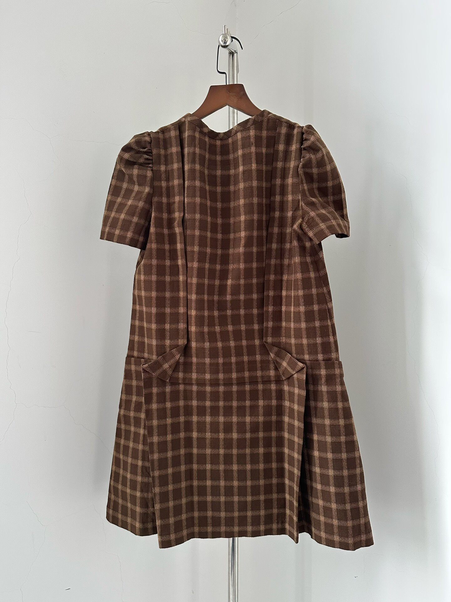 Junya Watanabe Brown Plaid Short Dress — back