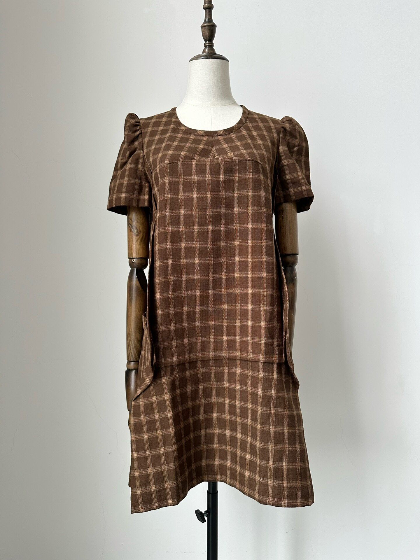 Junya Watanabe Brown Plaid Short Dress — label