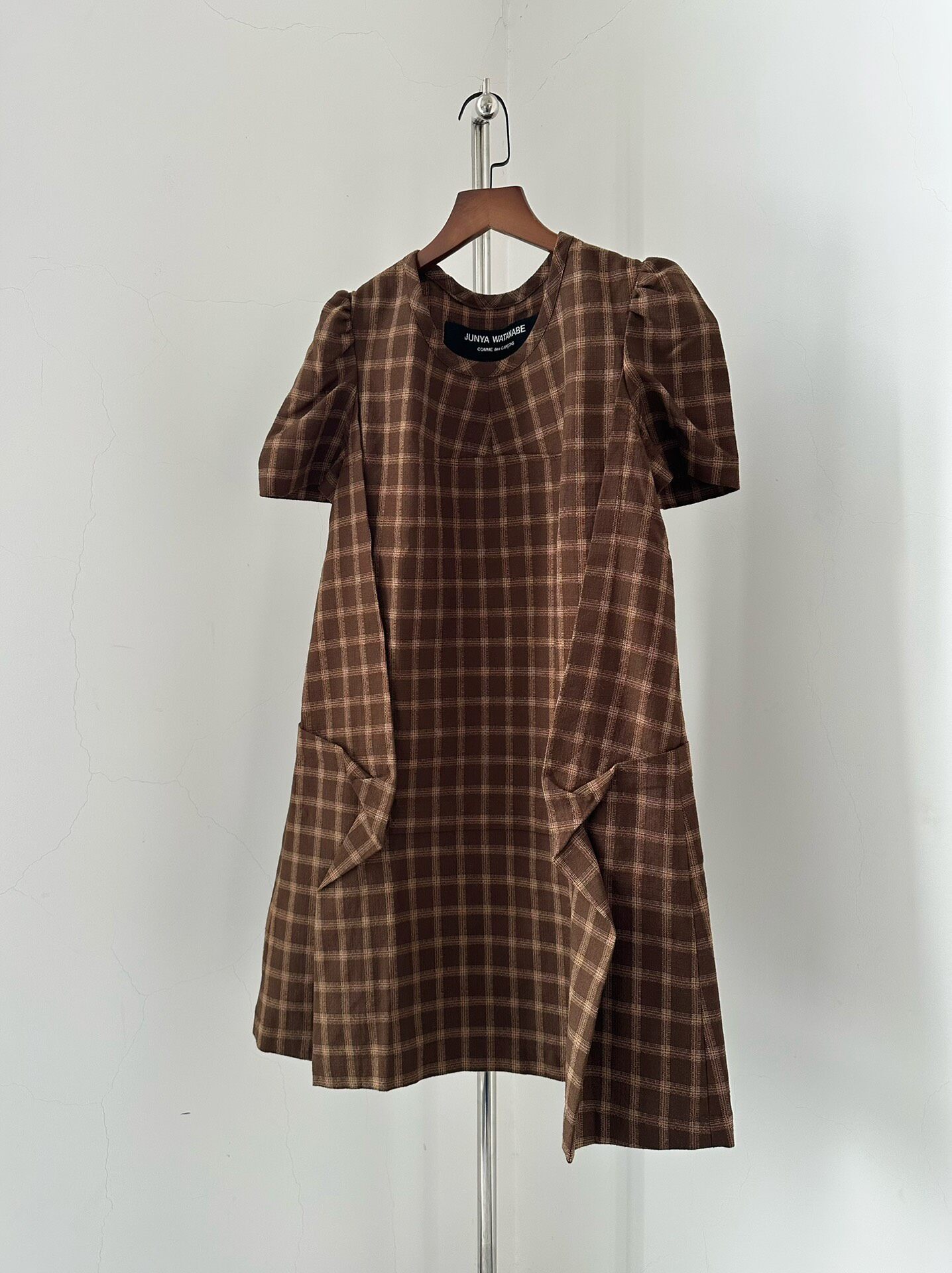 Junya Watanabe Brown Plaid Short Dress